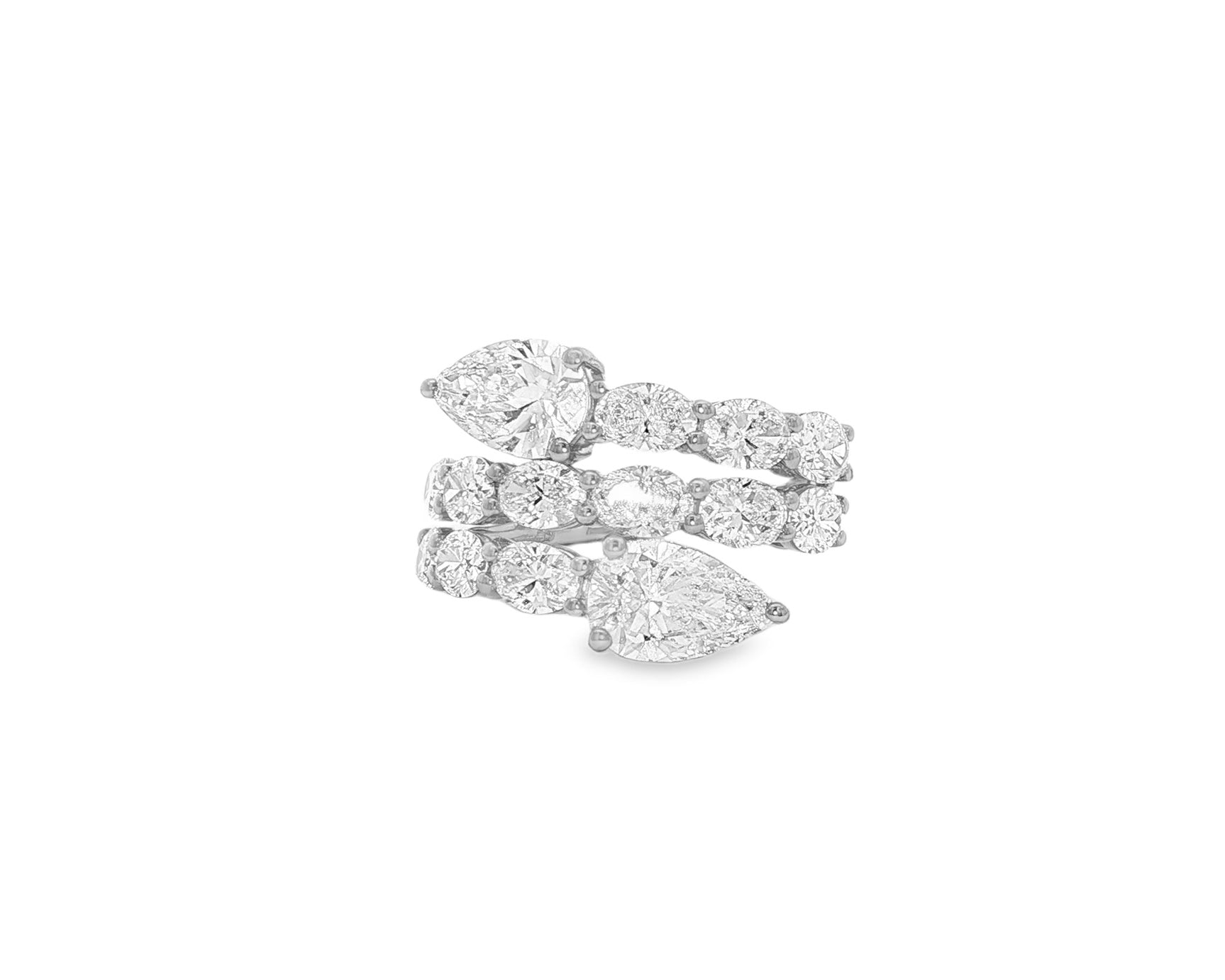 14K Gold Diamond Pear Cut Multi Wrap Ring 5.15 CT