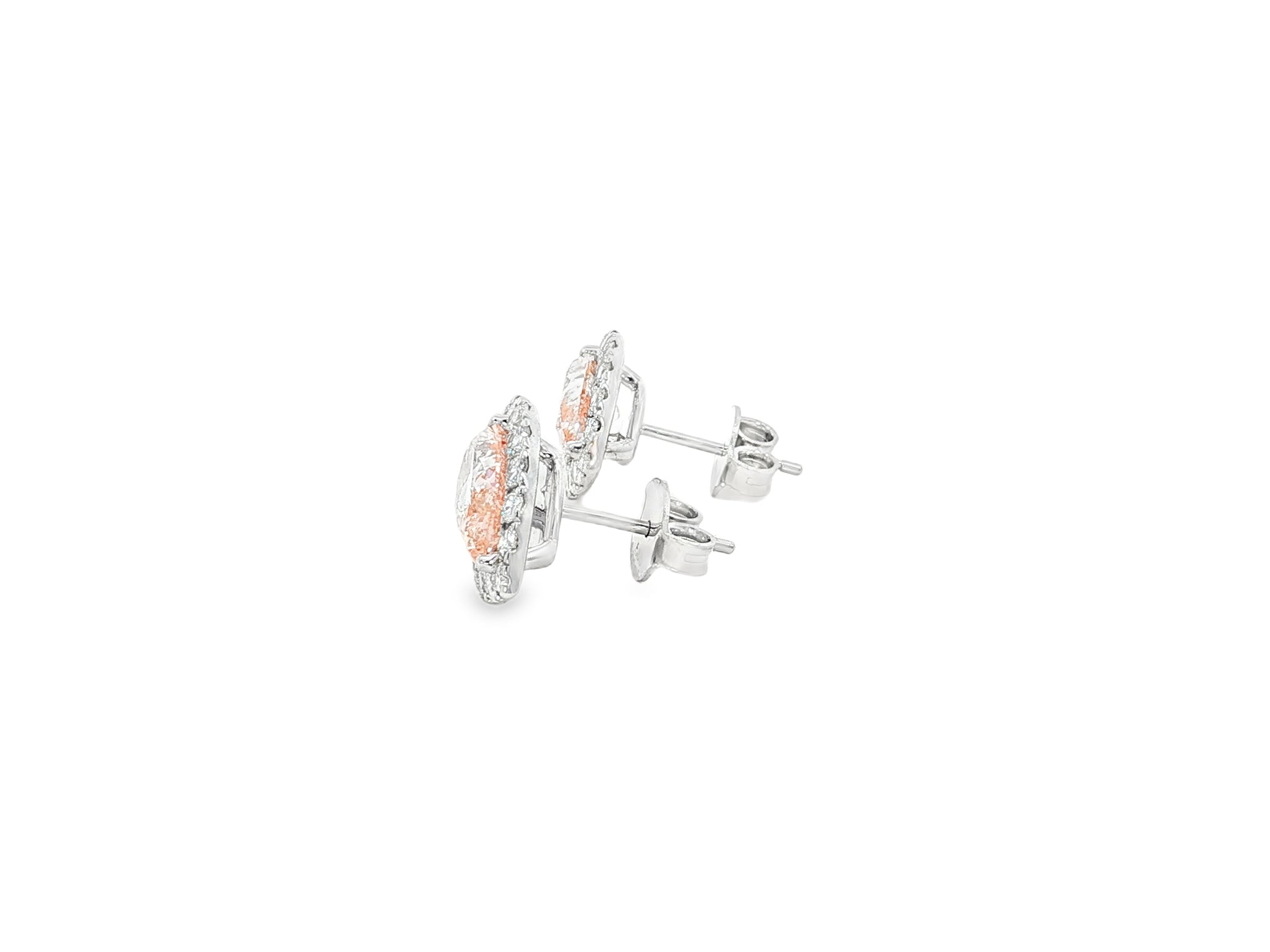 14K Gold Diamond Pear Halo Stud Earrings