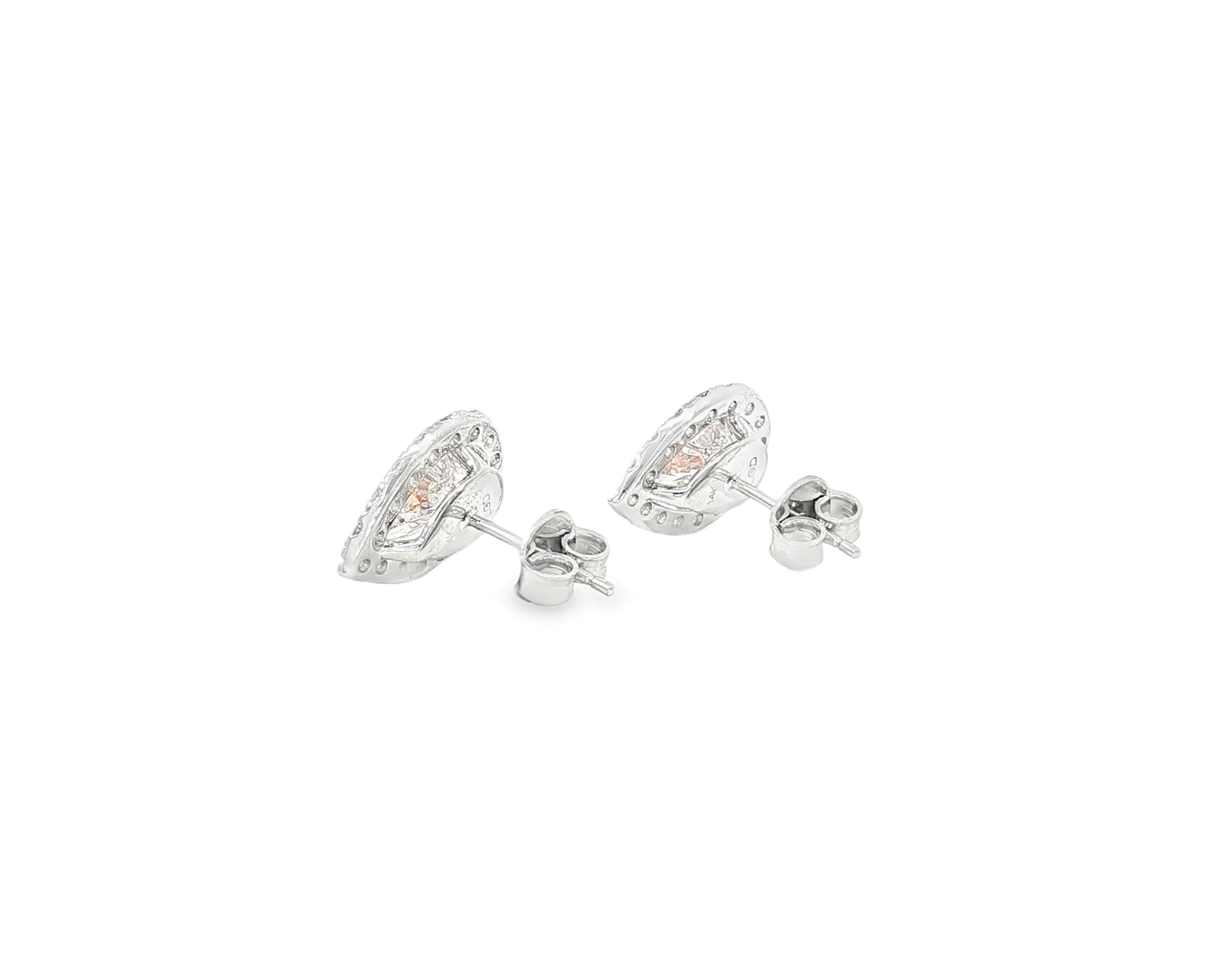 14K Gold Diamond Pear Halo Stud Earrings