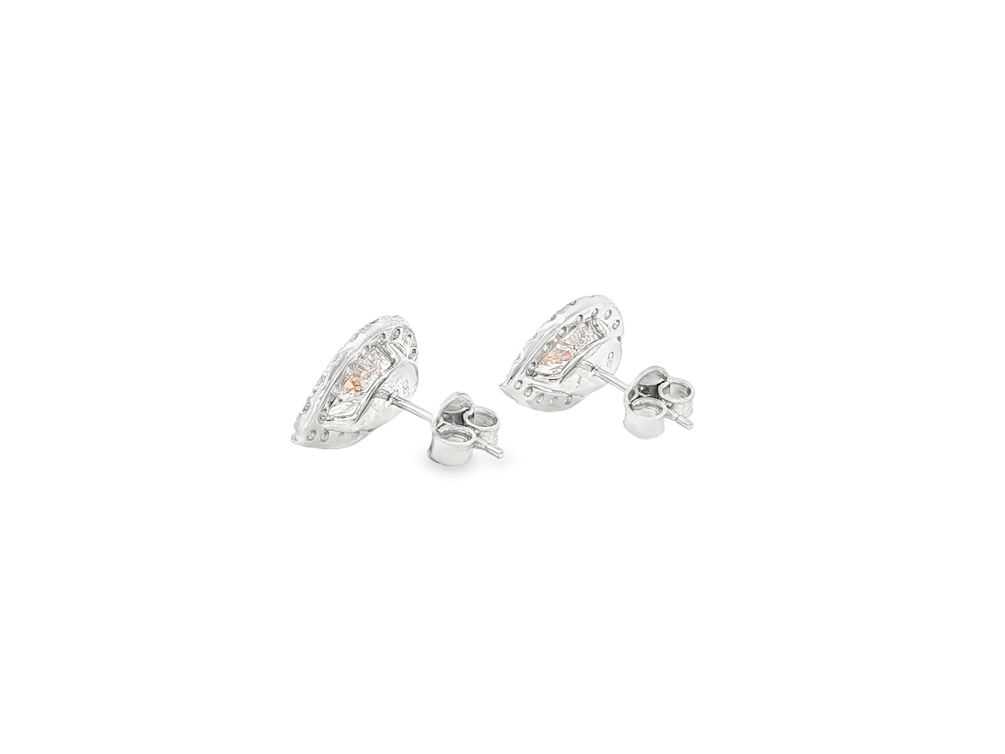 14K Gold Diamond Pear Halo Stud Earrings