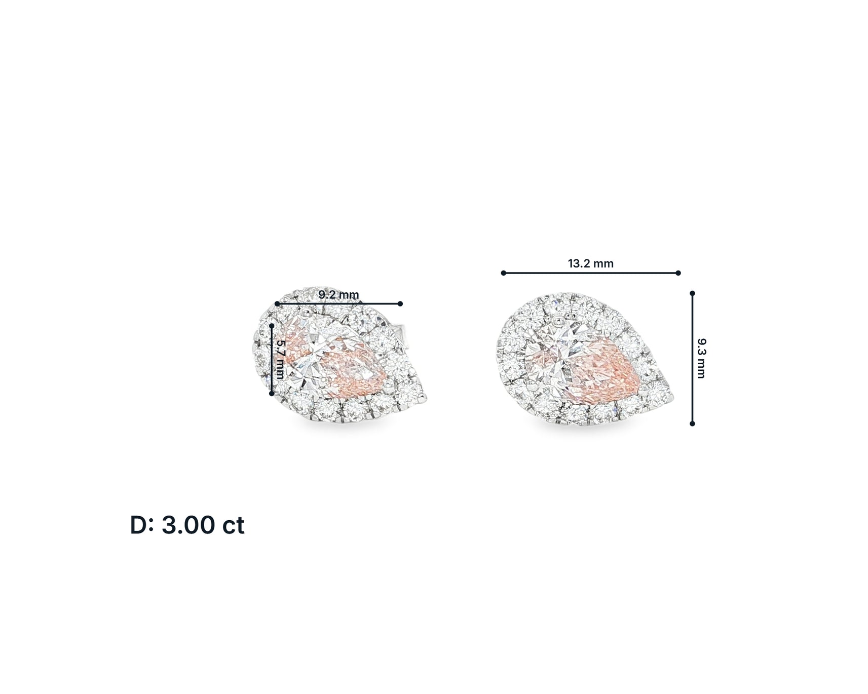 14K Gold Diamond Pear Halo Stud Earrings