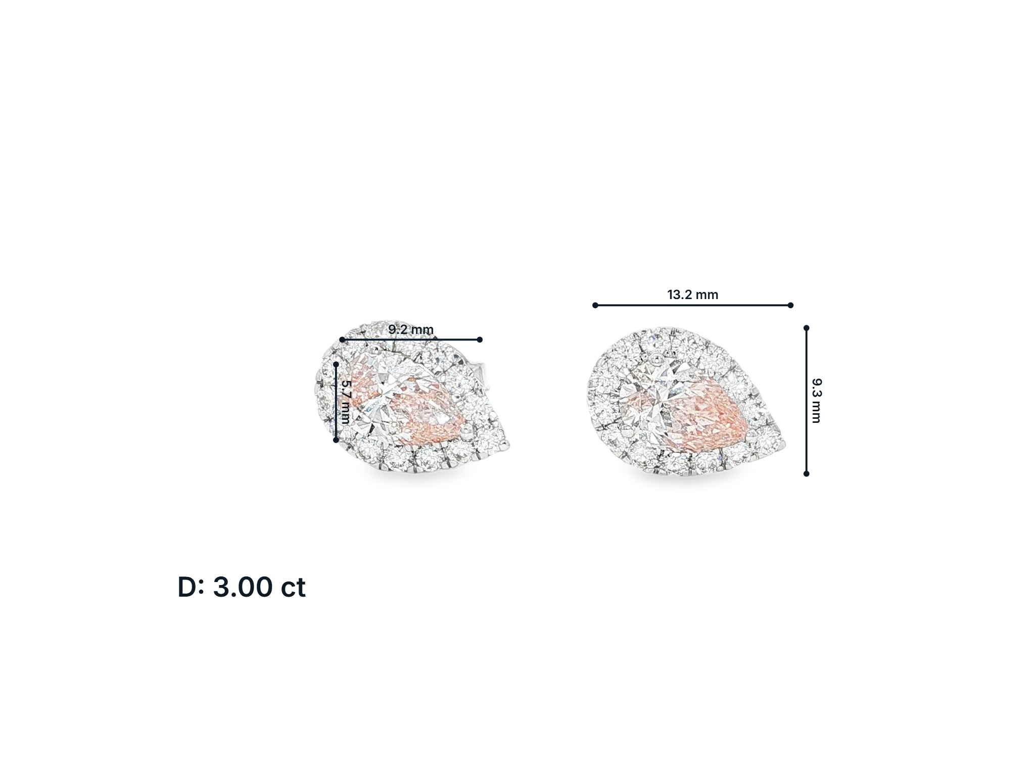 14K Gold Diamond Pear Halo Stud Earrings