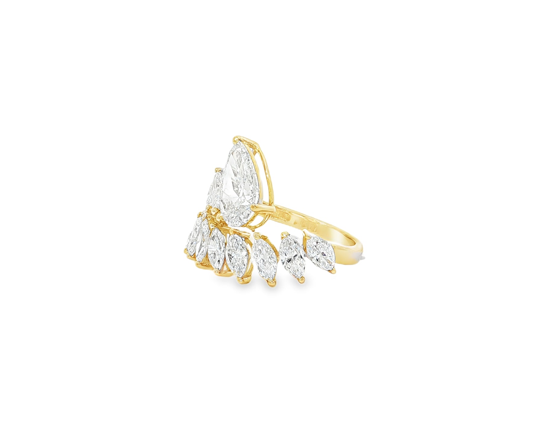 14K Gold Diamond Pear & Marquise Multi Wrap Ring 4.60 CT