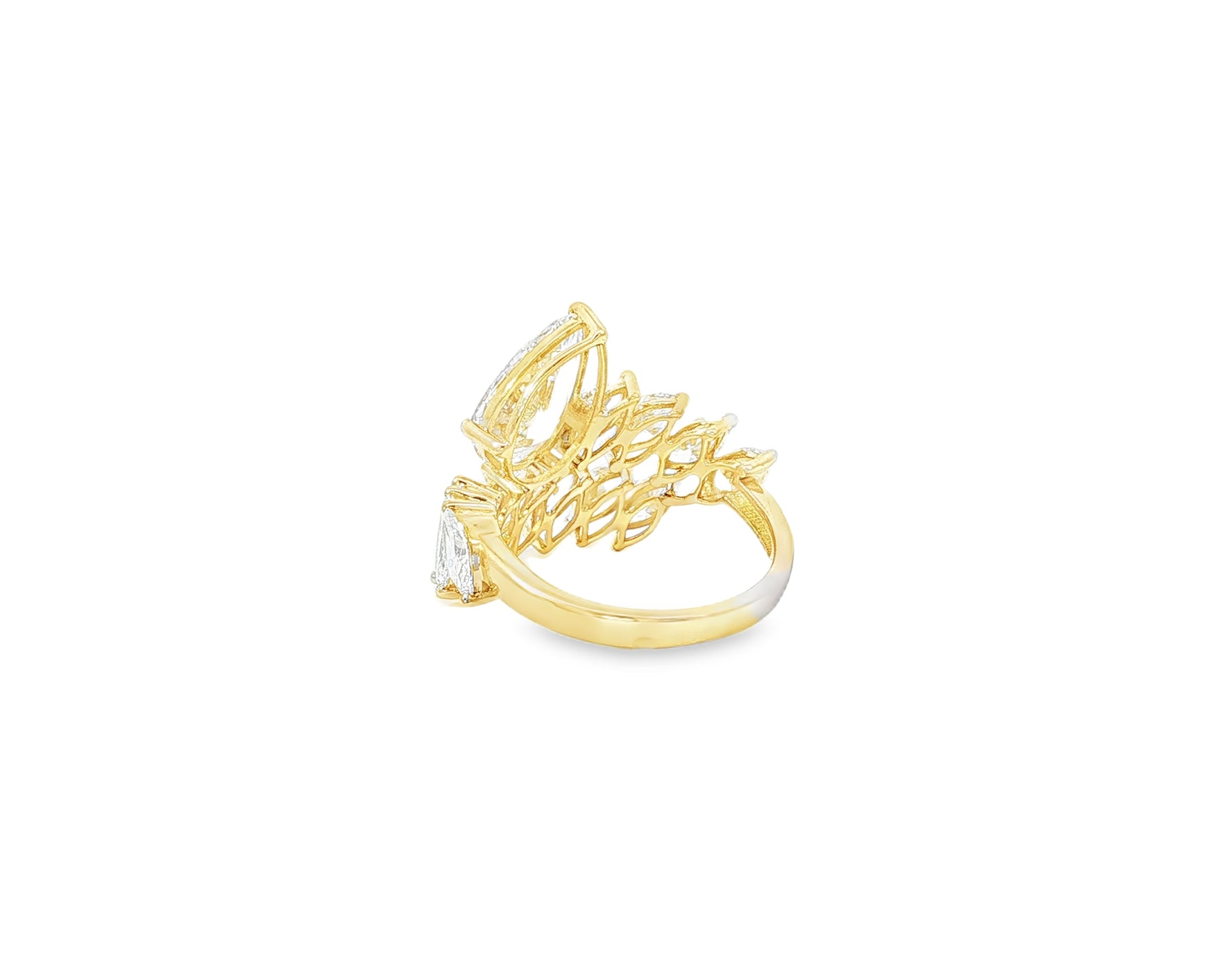 14K Gold Diamond Pear & Marquise Multi Wrap Ring 4.60 CT