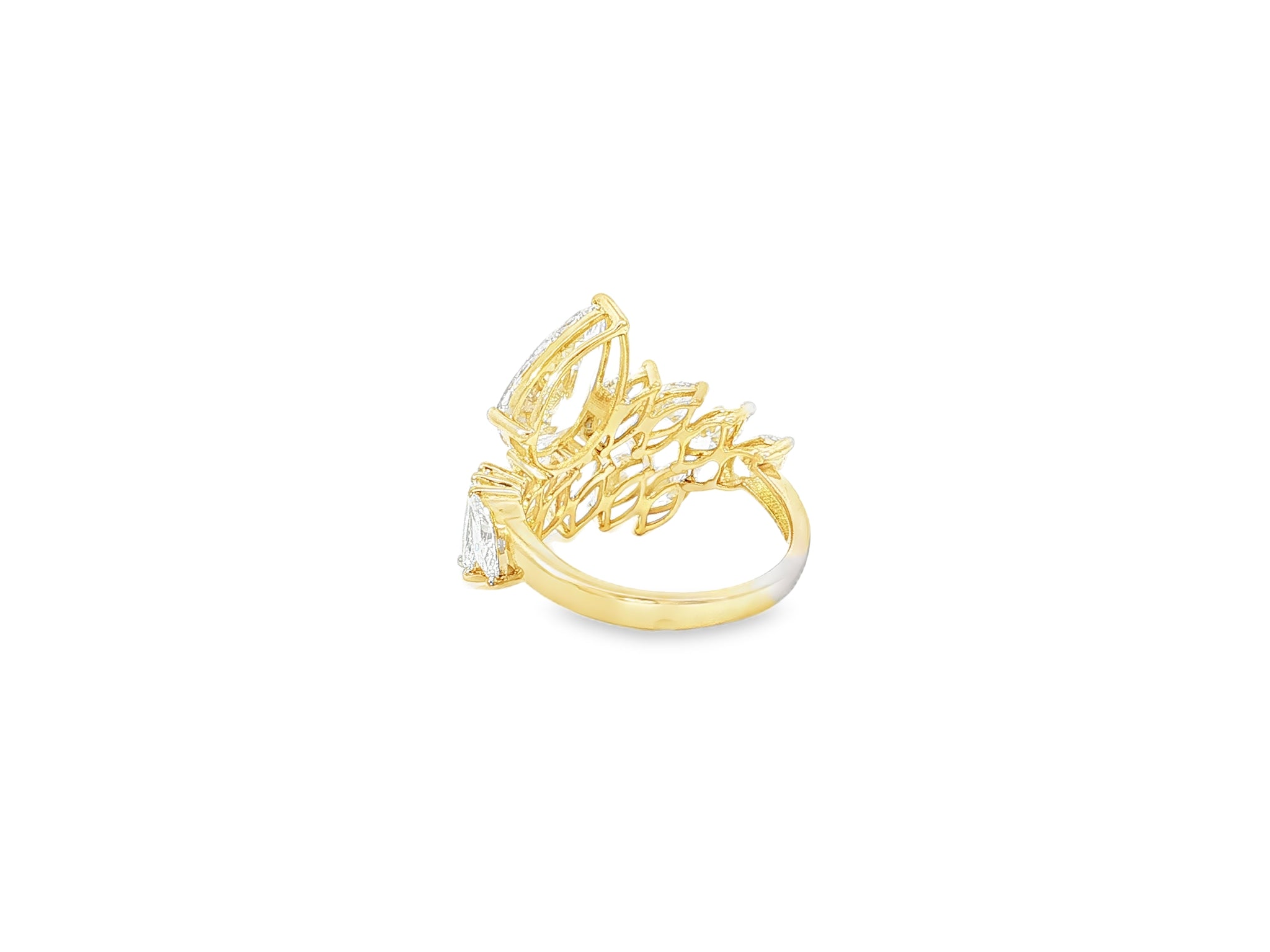 14K Gold Diamond Pear & Marquise Multi Wrap Ring 4.60 CT