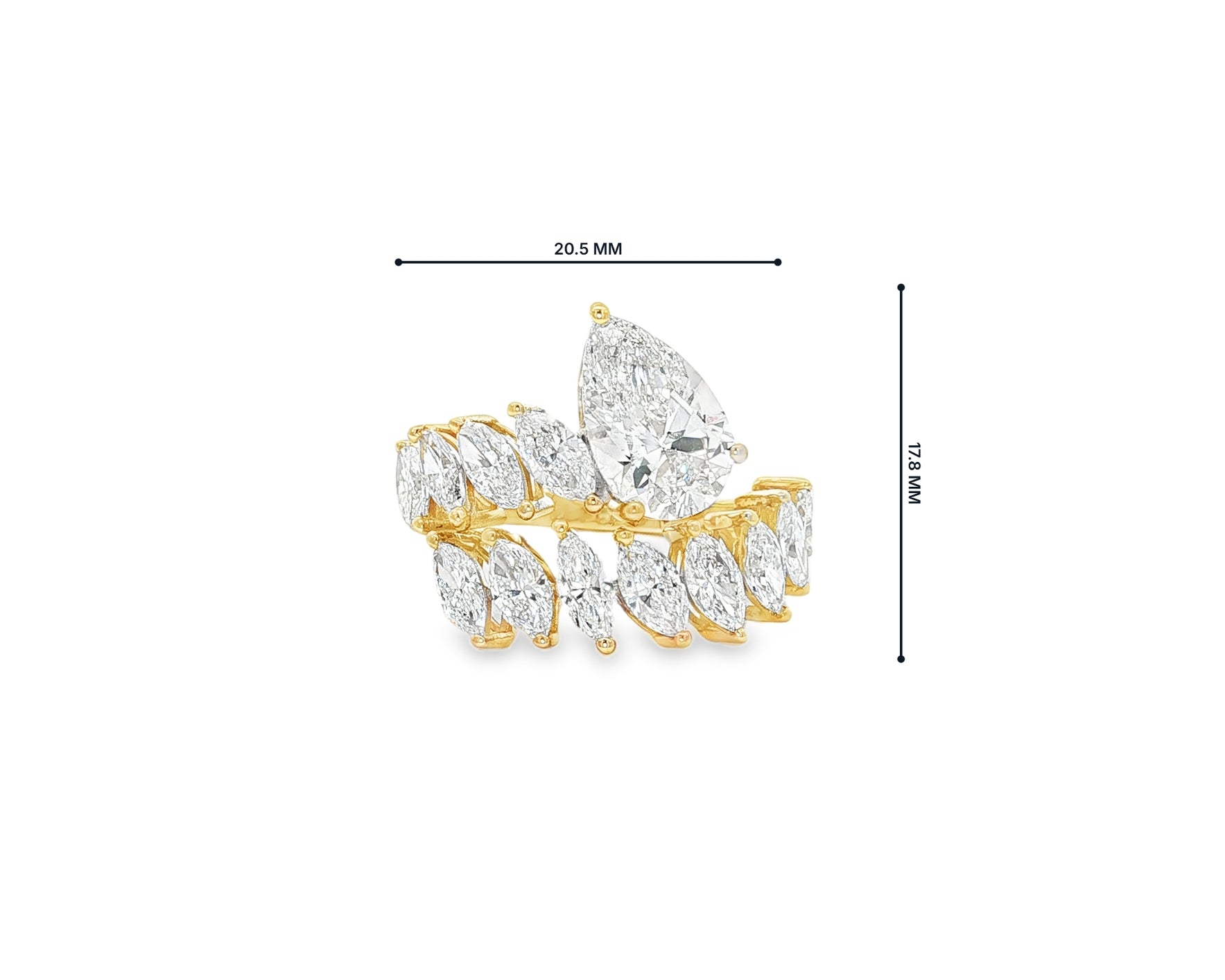 14K Gold Diamond Pear & Marquise Multi Wrap Ring 4.60 CT