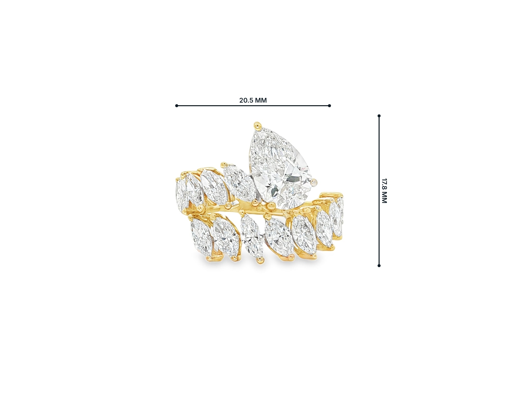14K Gold Diamond Pear & Marquise Multi Wrap Ring 4.60 CT