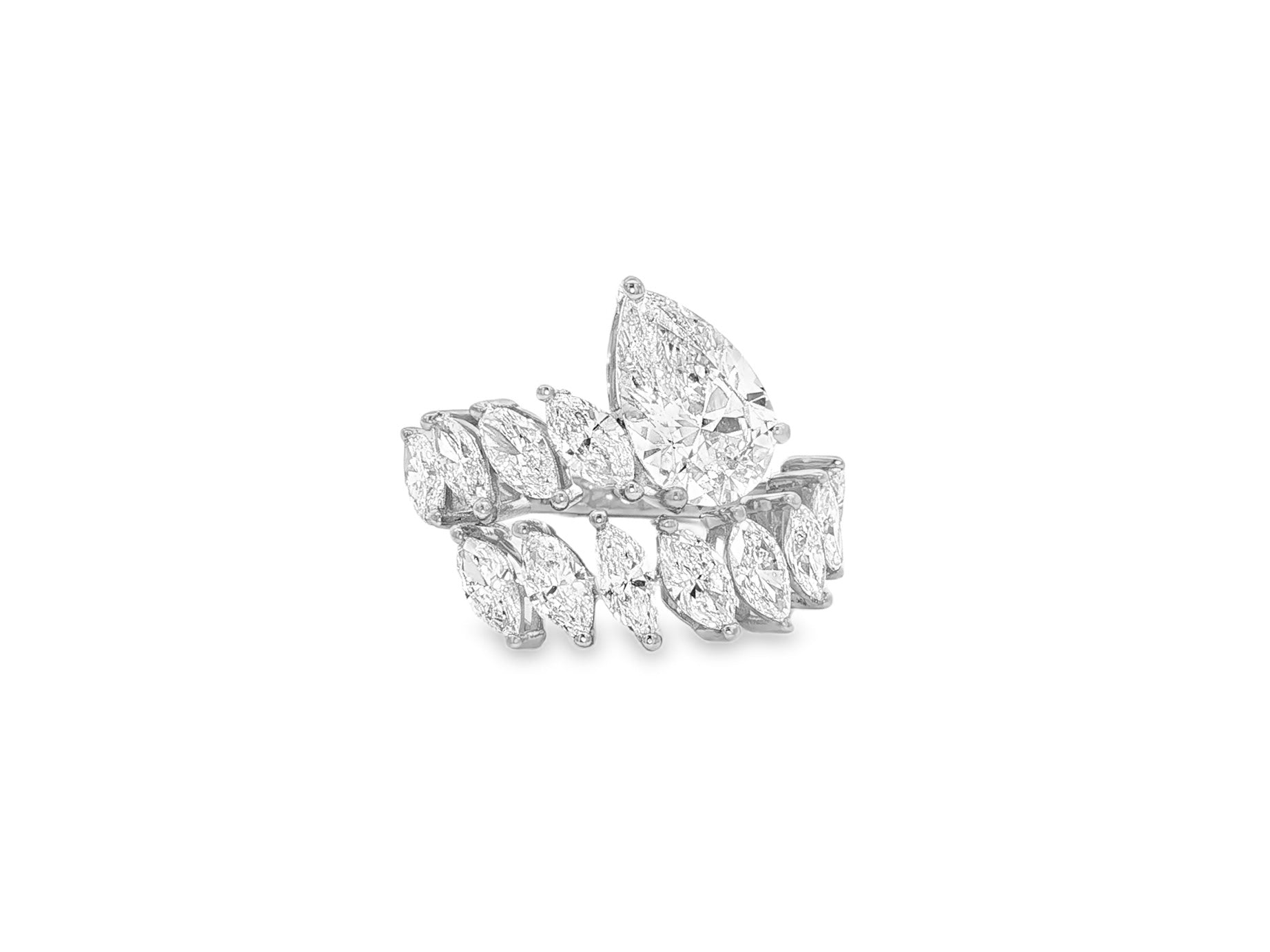 14K Gold Diamond Pear & Marquise Multi Wrap Ring 4.60 CT