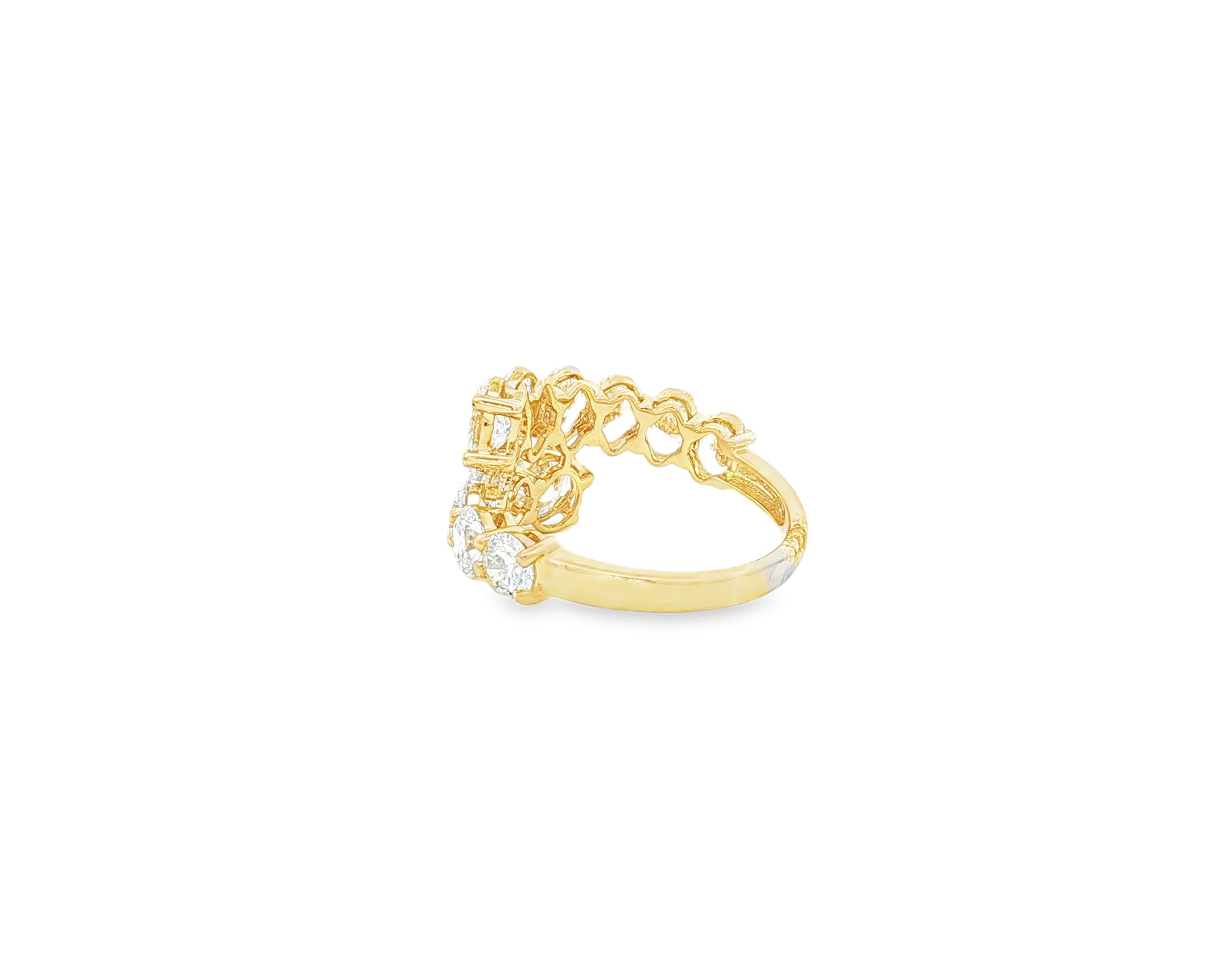 14K Gold Diamond Ring with Oval & Round Two-Row Wrap Design 3.66ct