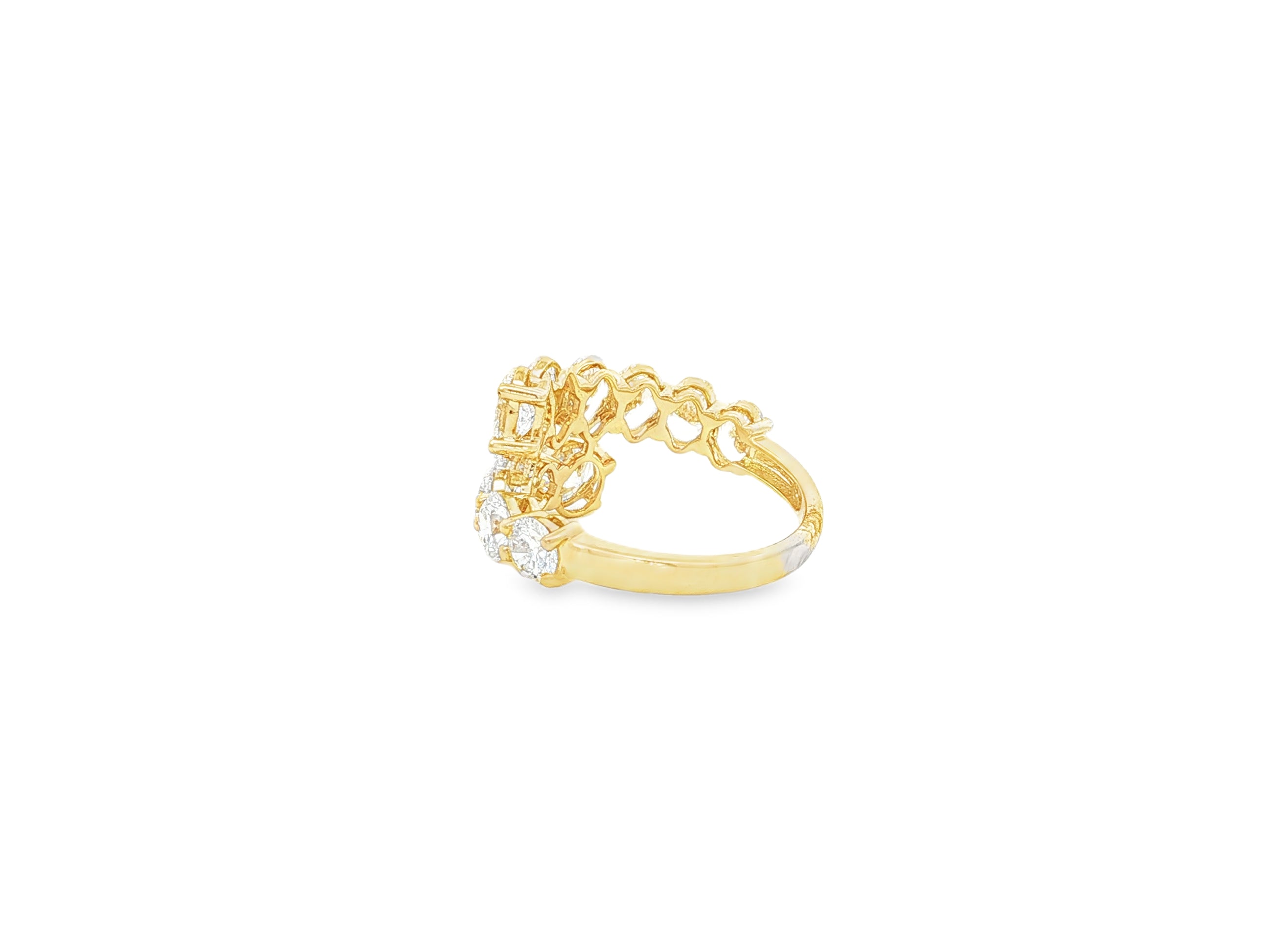 14K Gold Diamond Ring with Oval & Round Two-Row Wrap Design 3.66ct