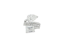 14K Gold Diamond Ring with Pear & Emerald-Cut Two-Stone Wrap Design 7.51ct