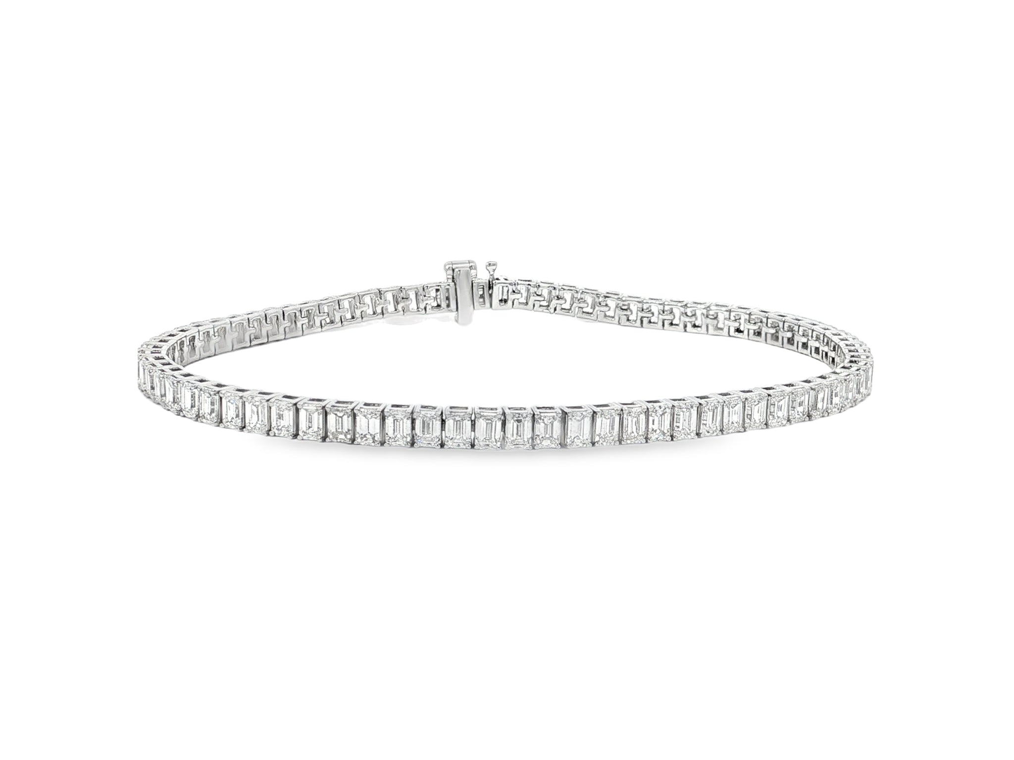 14K Gold Diamond Tennis Bracelet with Emerald-Cut Design 6.04ct