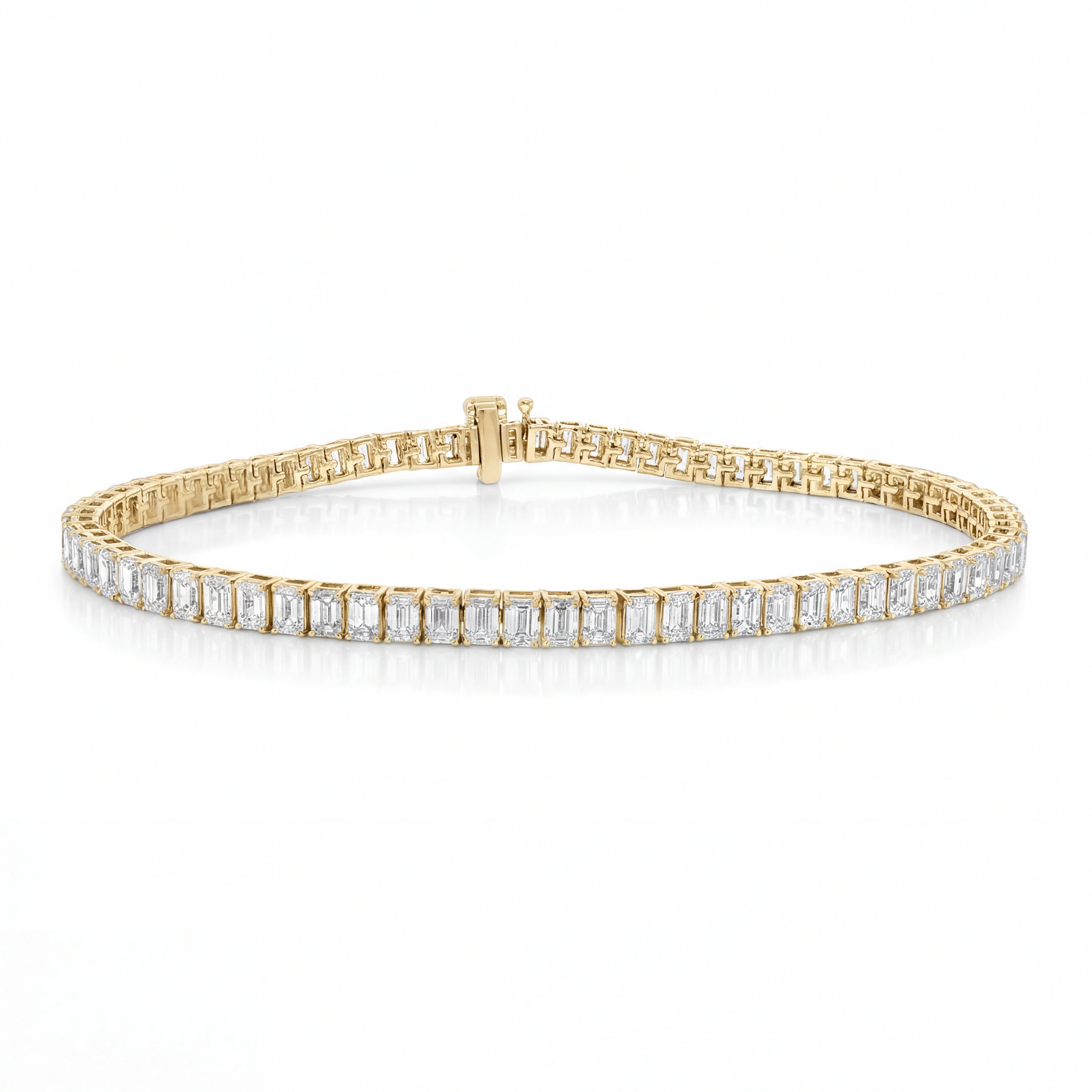 14K Gold Diamond Tennis Bracelet with Emerald-Cut Design 6.04ct