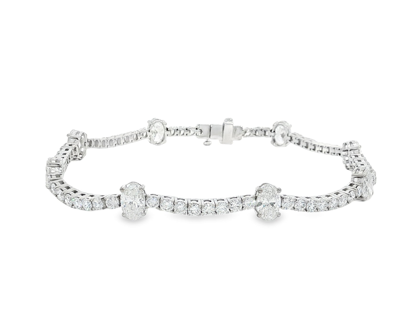 14K Oval Cut Three Stone Tennis Bracelet 5.53ct