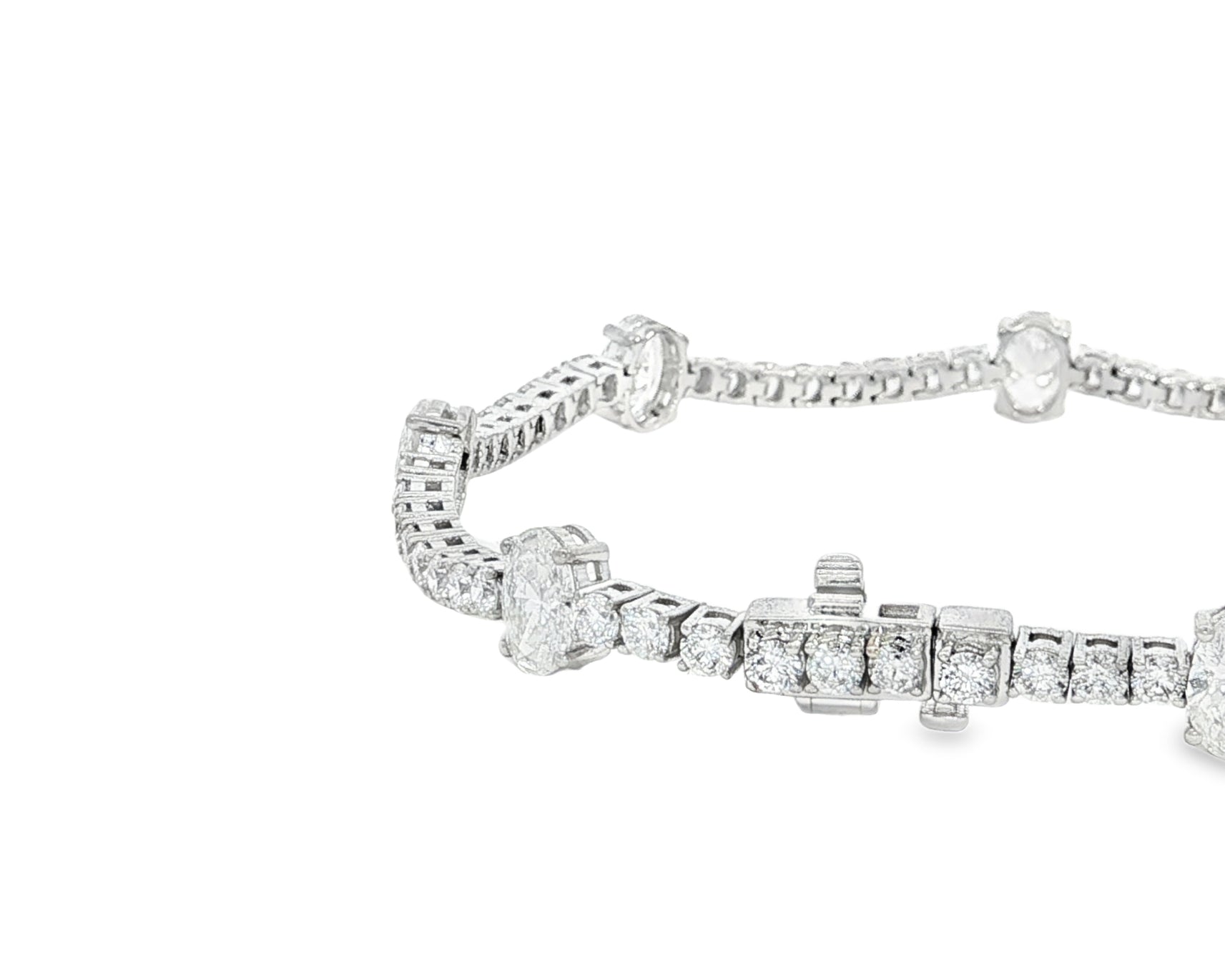 14K Oval Cut Three Stone Tennis Bracelet 5.53ct