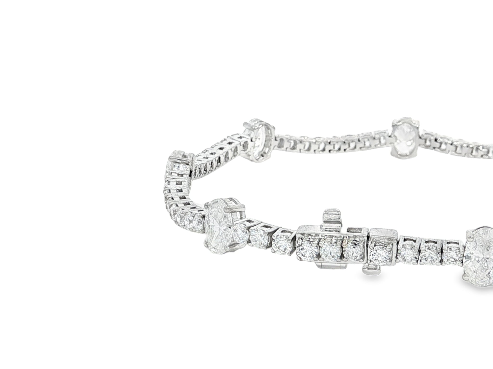 14K Oval Cut Three Stone Tennis Bracelet 5.53ct