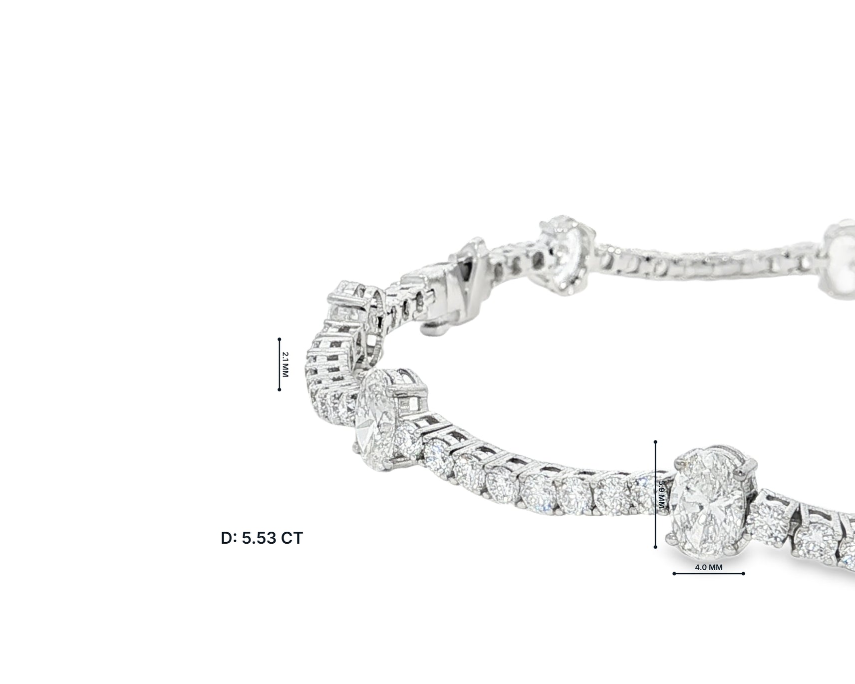 14K Oval Cut Three Stone Tennis Bracelet 5.53ct