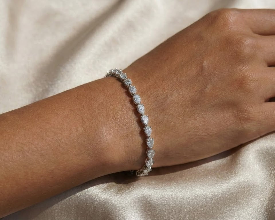 14K Pear-Cut Lab-Grown Diamond Tennis Bracelet 6.65ct