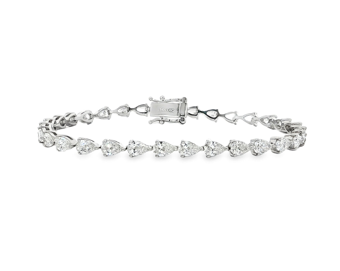 14K Pear-Cut Lab-Grown Diamond Tennis Bracelet 6.65ct