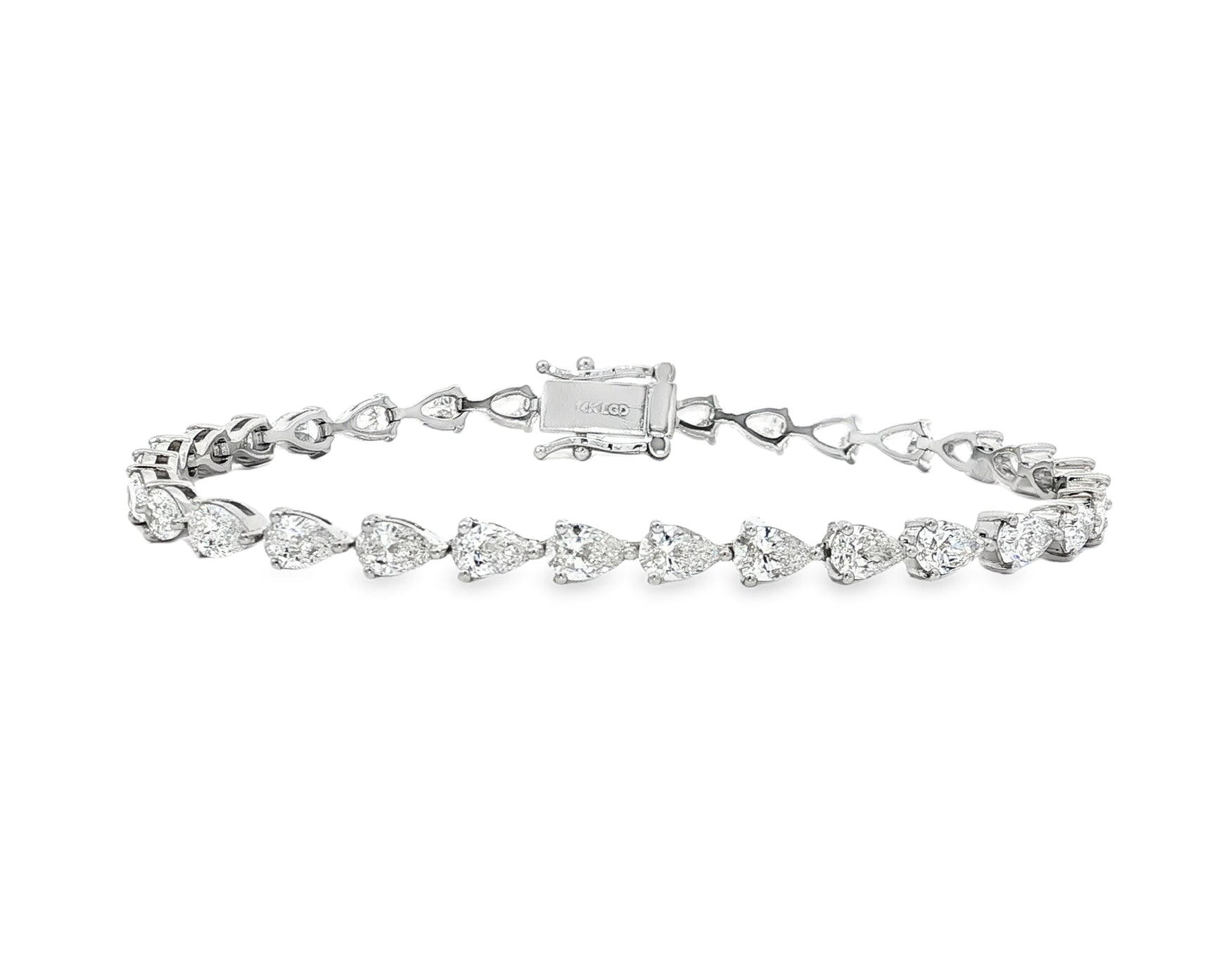 14K Pear-Cut Lab-Grown Diamond Tennis Bracelet 6.65ct