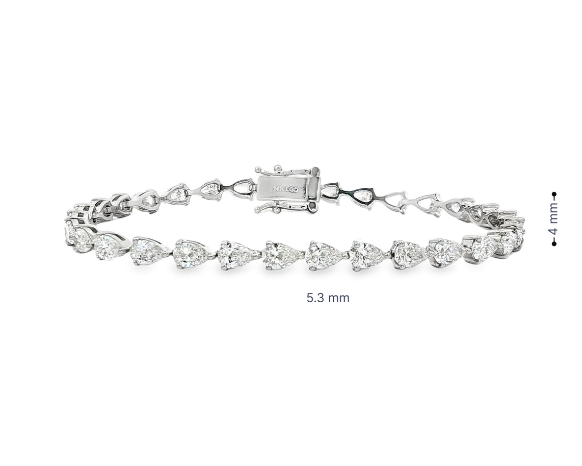 14K Pear-Cut Lab-Grown Diamond Tennis Bracelet 6.65ct