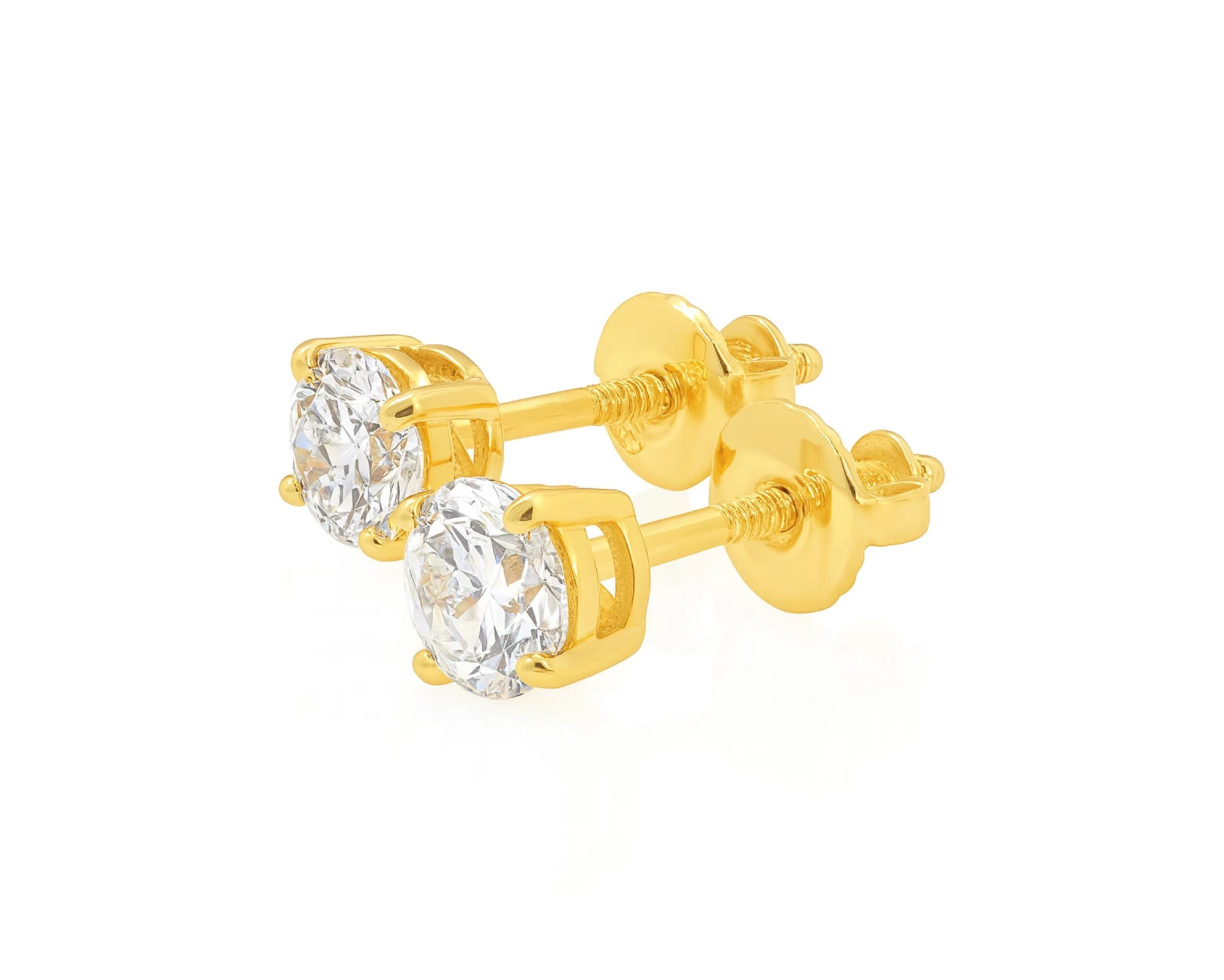 14k Classic Round Solitaire Stud Earrings with Four-Prong Setting 0.60ct – lifestyle 3432