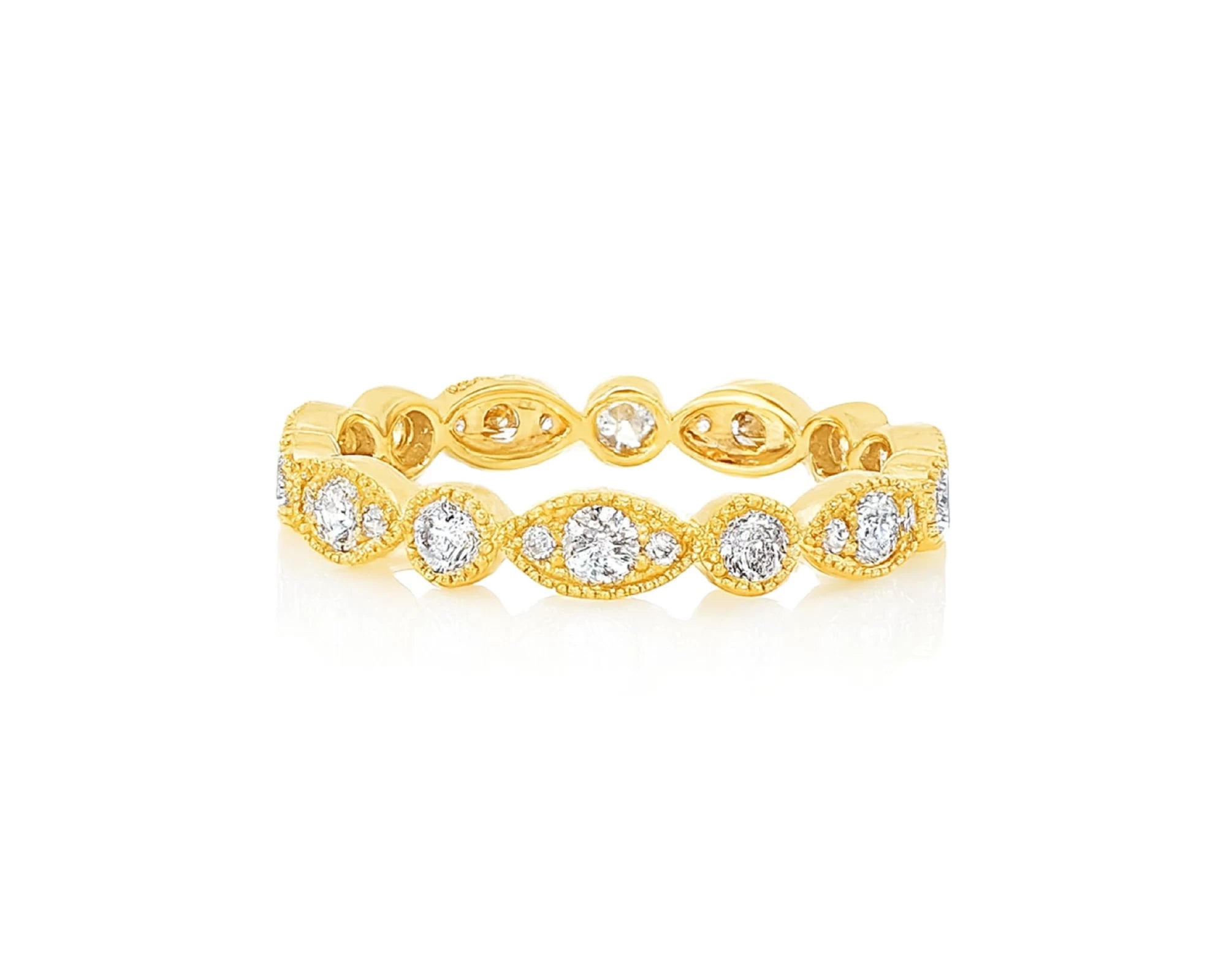 14k Diamond Marquise-Inspired Alternating Round Band Ring 0.78ct – lifestyle 1163