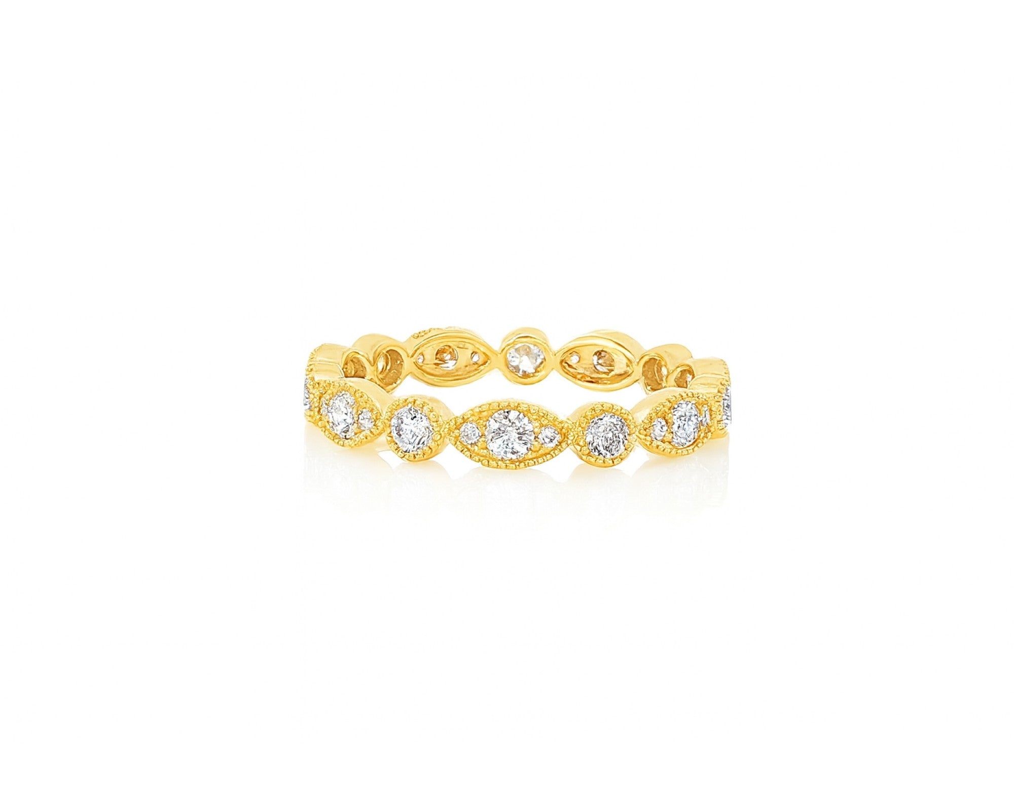 14k Diamond Marquise-Inspired Alternating Round Band Ring 0.78ct – lifestyle 1163