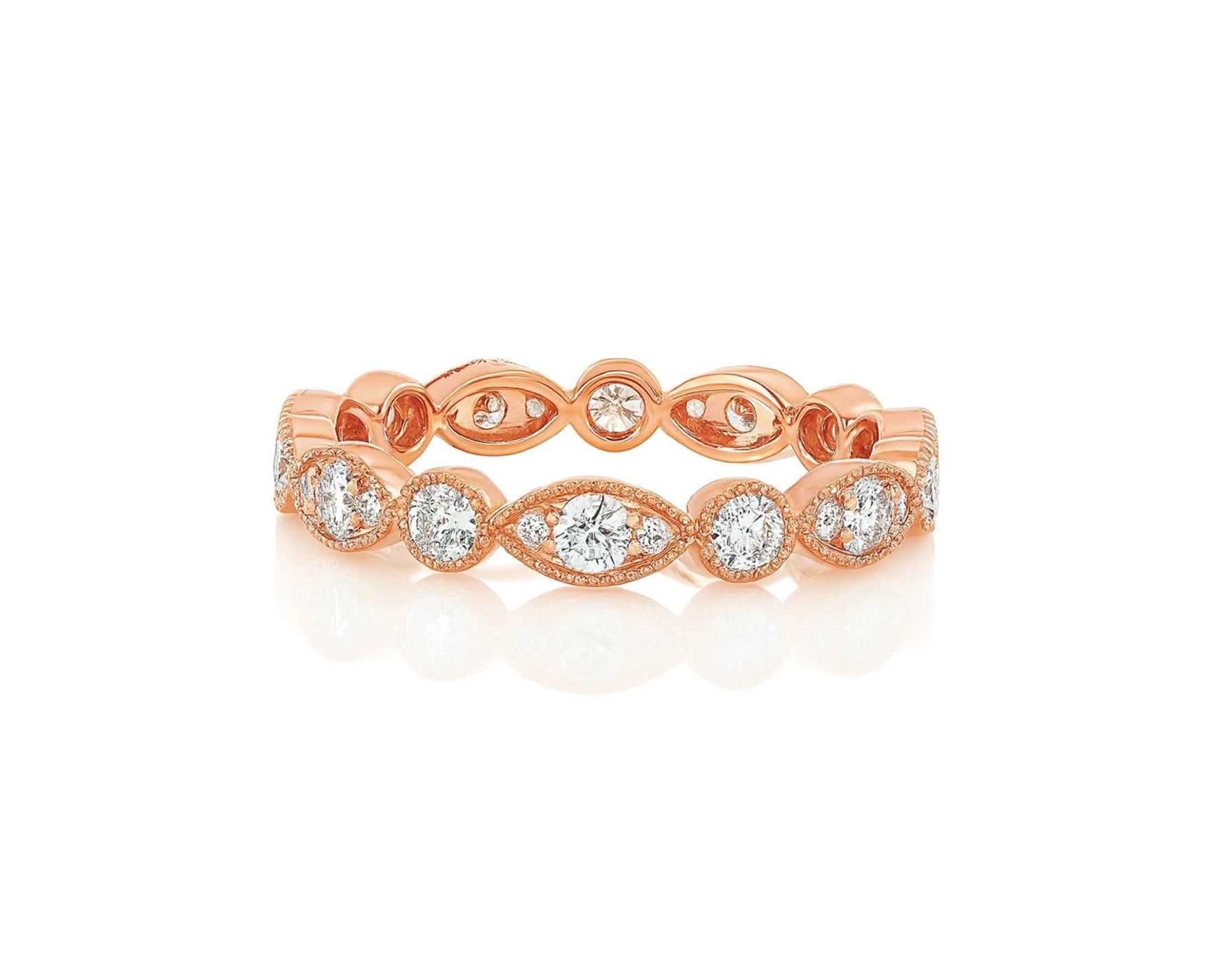 14k Diamond Marquise-Inspired Alternating Round Band Ring 0.78ct – lifestyle 1164