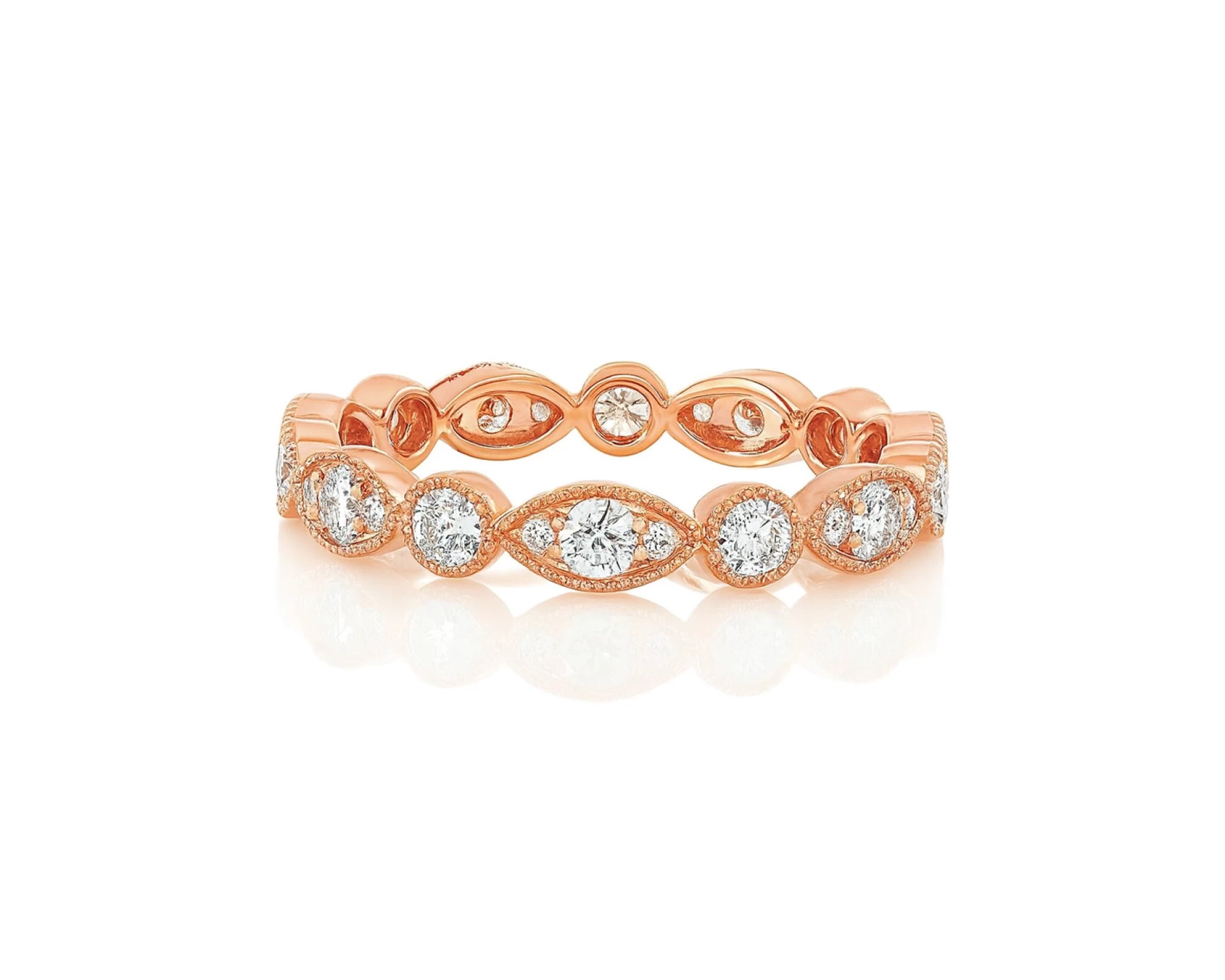 14k Diamond Marquise-Inspired Alternating Round Band Ring 0.78ct – lifestyle 1164