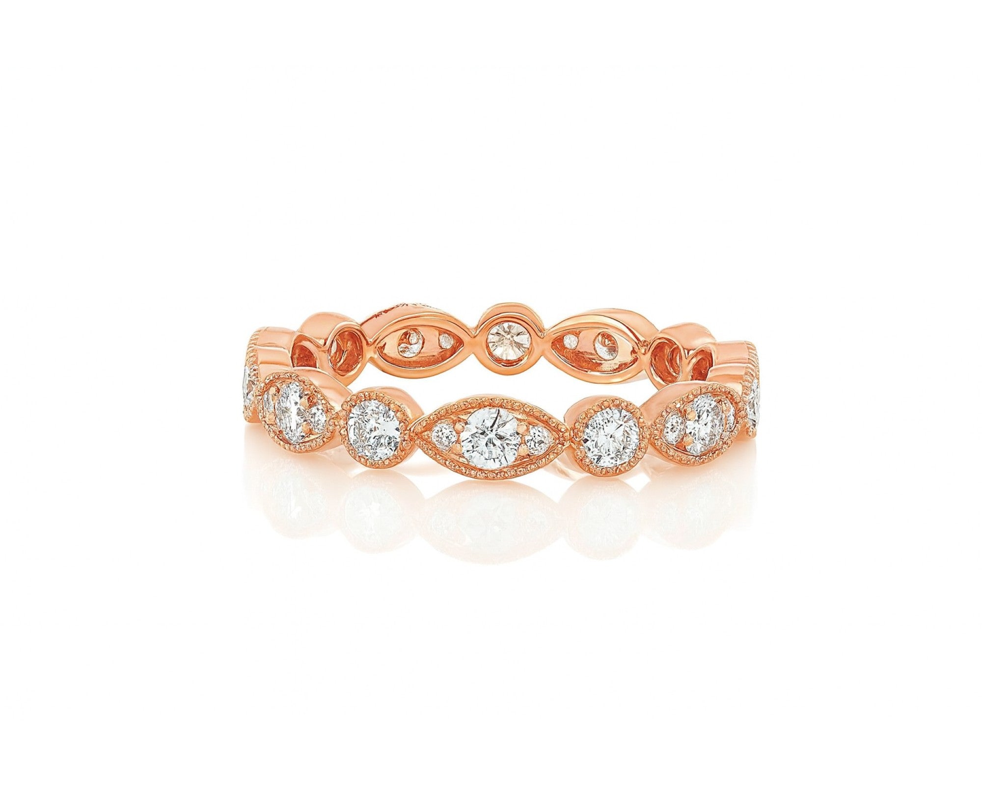 14k Diamond Marquise-Inspired Alternating Round Band Ring 0.78ct – lifestyle 1164