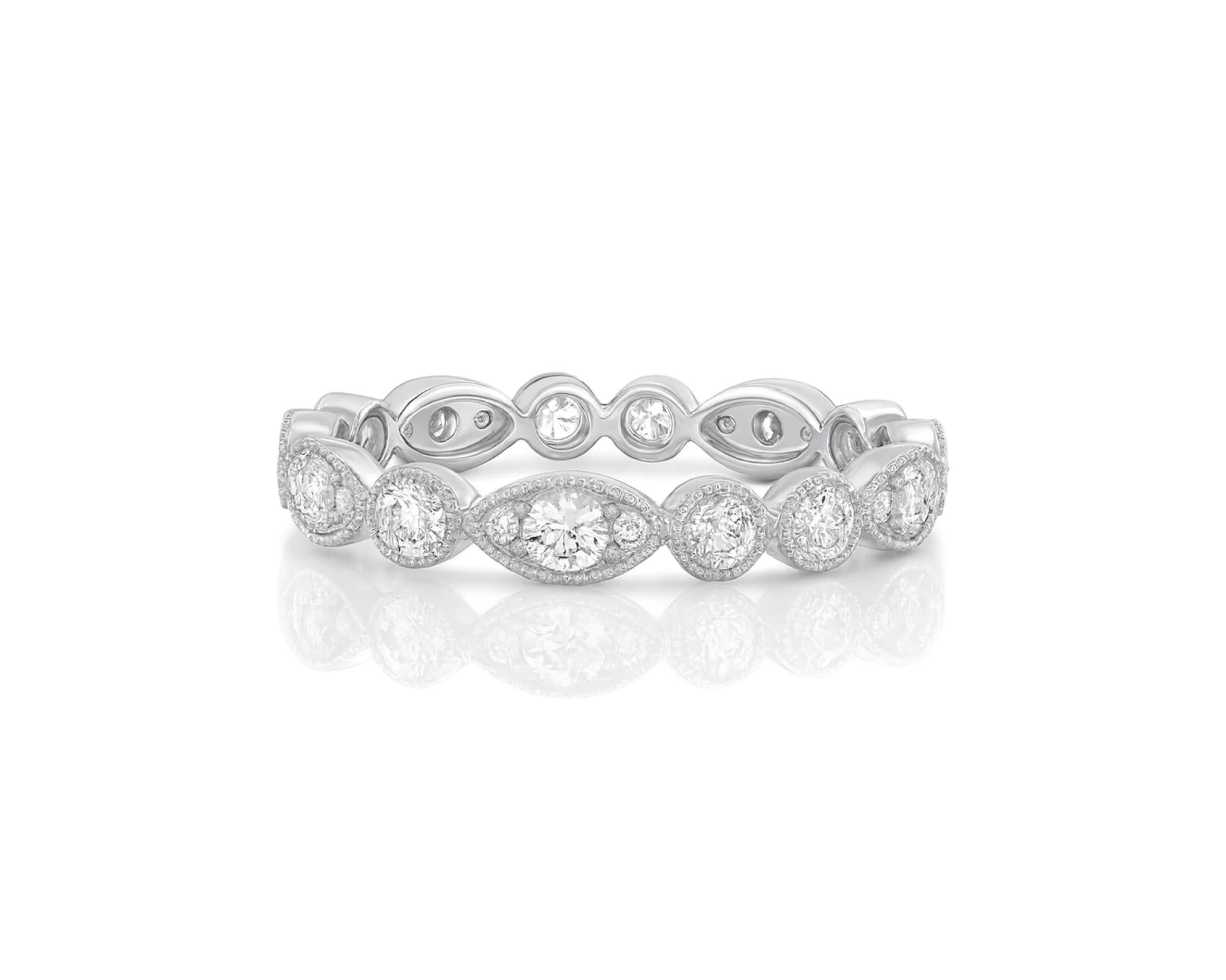 14k Diamond Marquise-Inspired Alternating Round Band Ring 0.78ct – lifestyle 1258