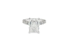 14k Emerald Cut Classic Micropavé Engagement Ring 6.43 CT