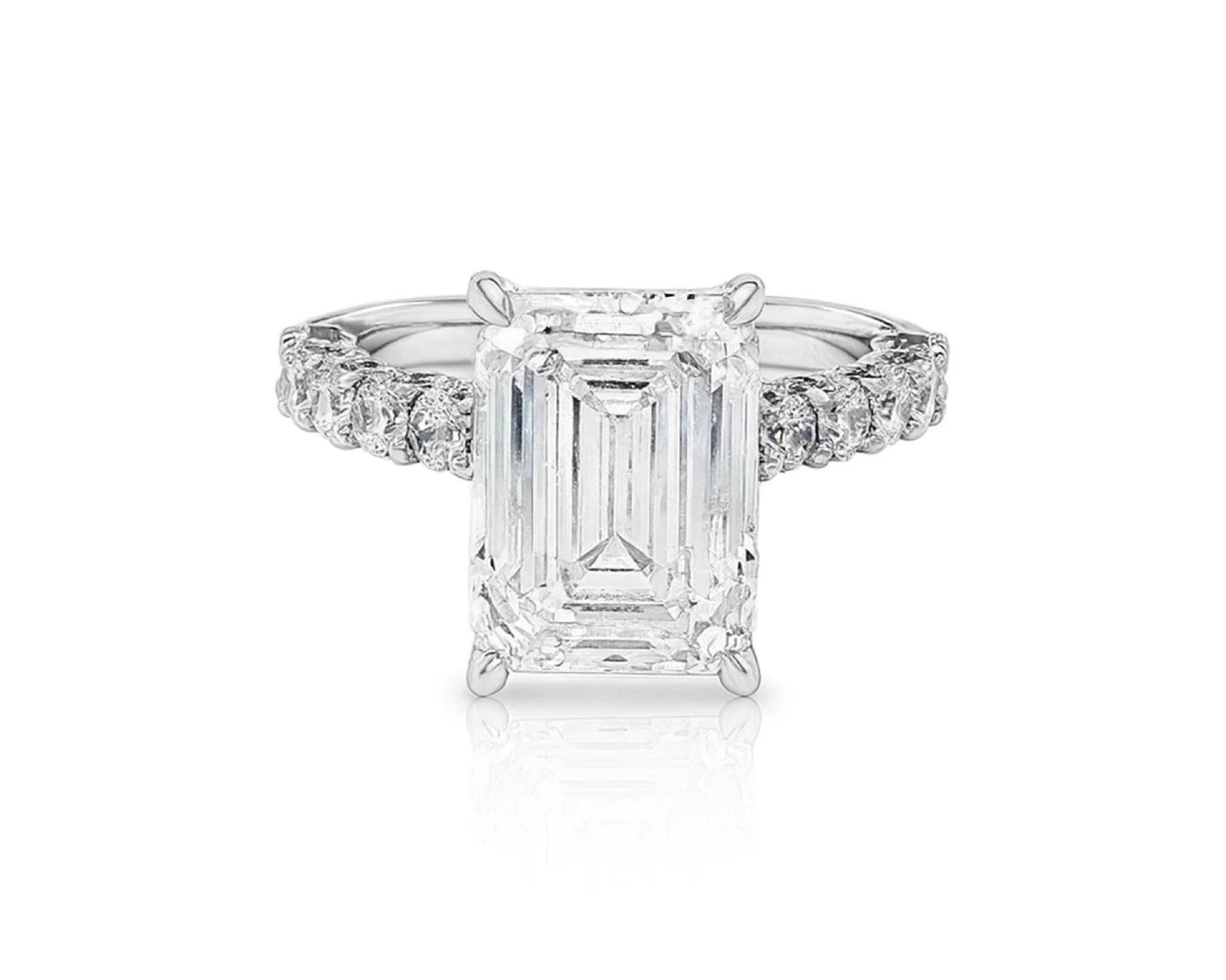 14k Emerald Cut Classic Micropavé Engagement Ring 6.43 CT – lifestyle 2610