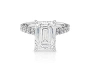 14k Emerald Cut Classic Micropavé Engagement Ring 6.43 CT