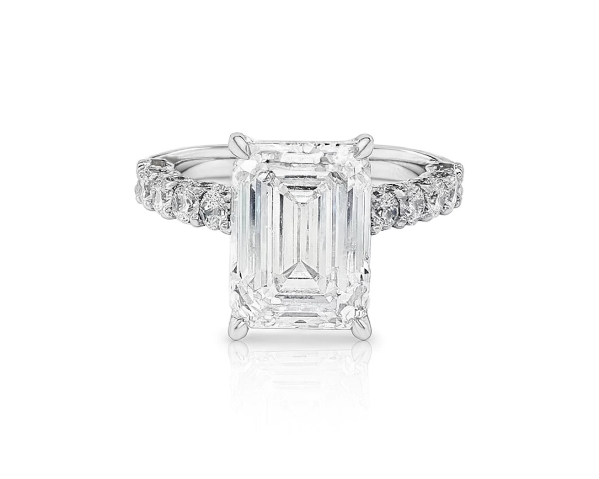14k Emerald Cut Classic Micropavé Engagement Ring 6.43 CT – lifestyle 2610