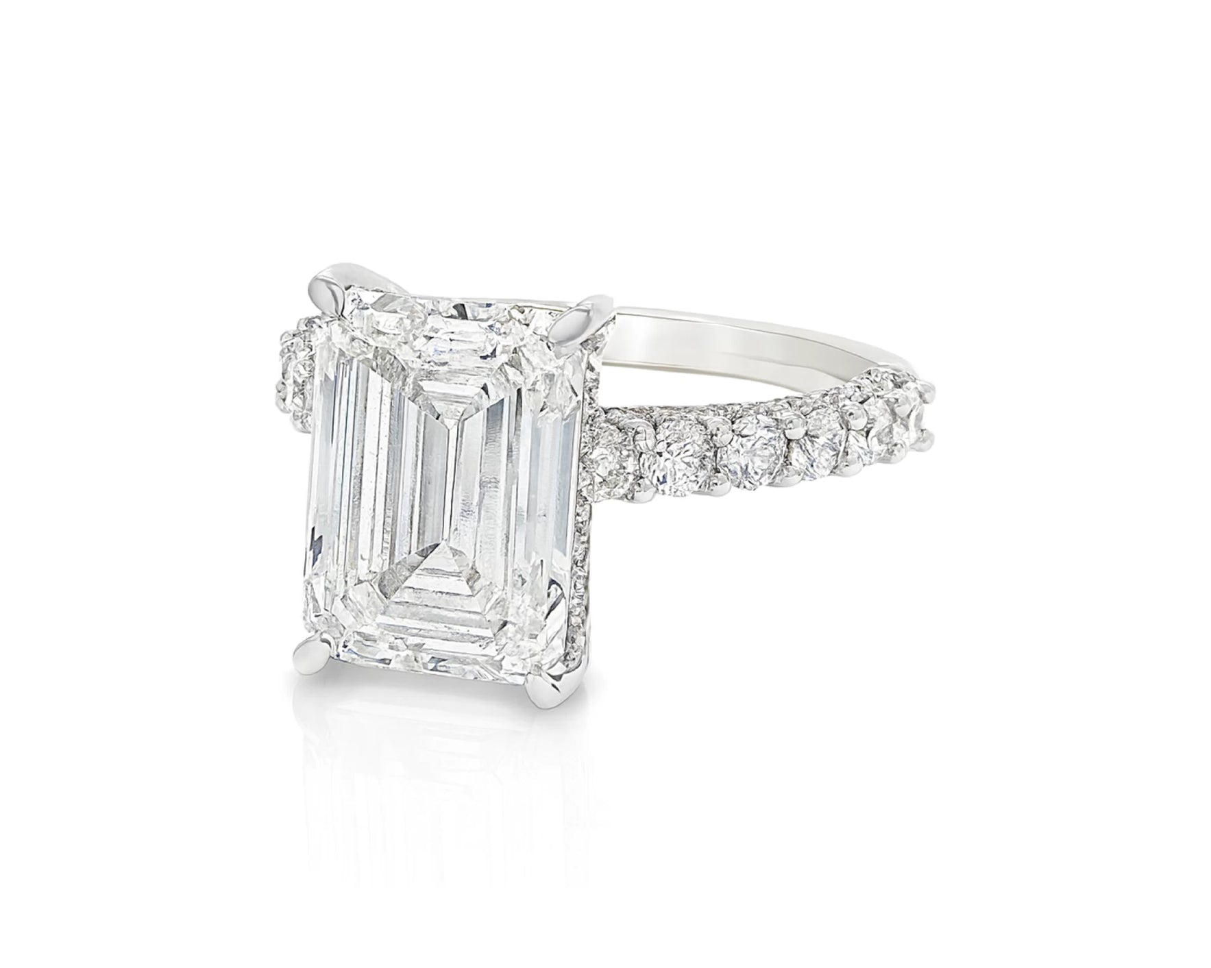 14k Emerald Cut Classic Micropavé Engagement Ring 6.43 CT – lifestyle 2611
