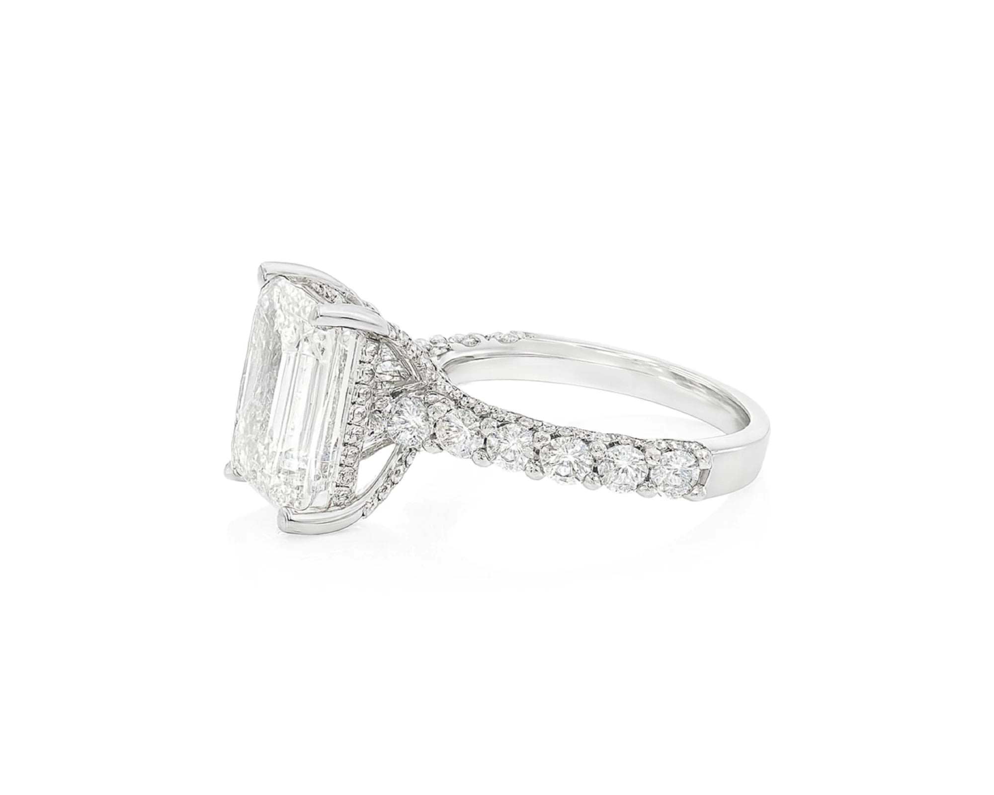 14k Emerald Cut Classic Micropavé Engagement Ring 6.43 CT – lifestyle 2612
