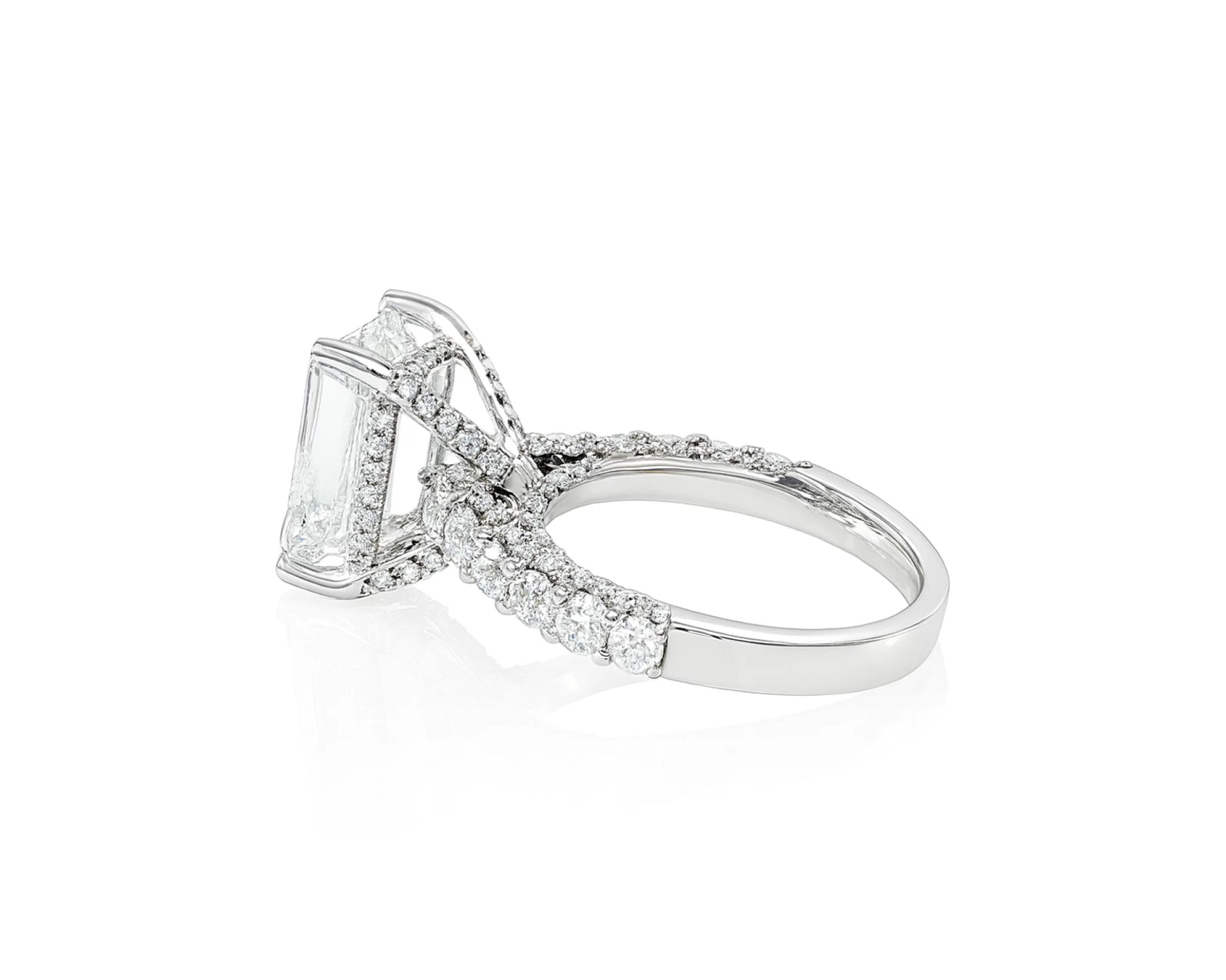 14k Emerald Cut Classic Micropavé Engagement Ring 6.43 CT – lifestyle 2613