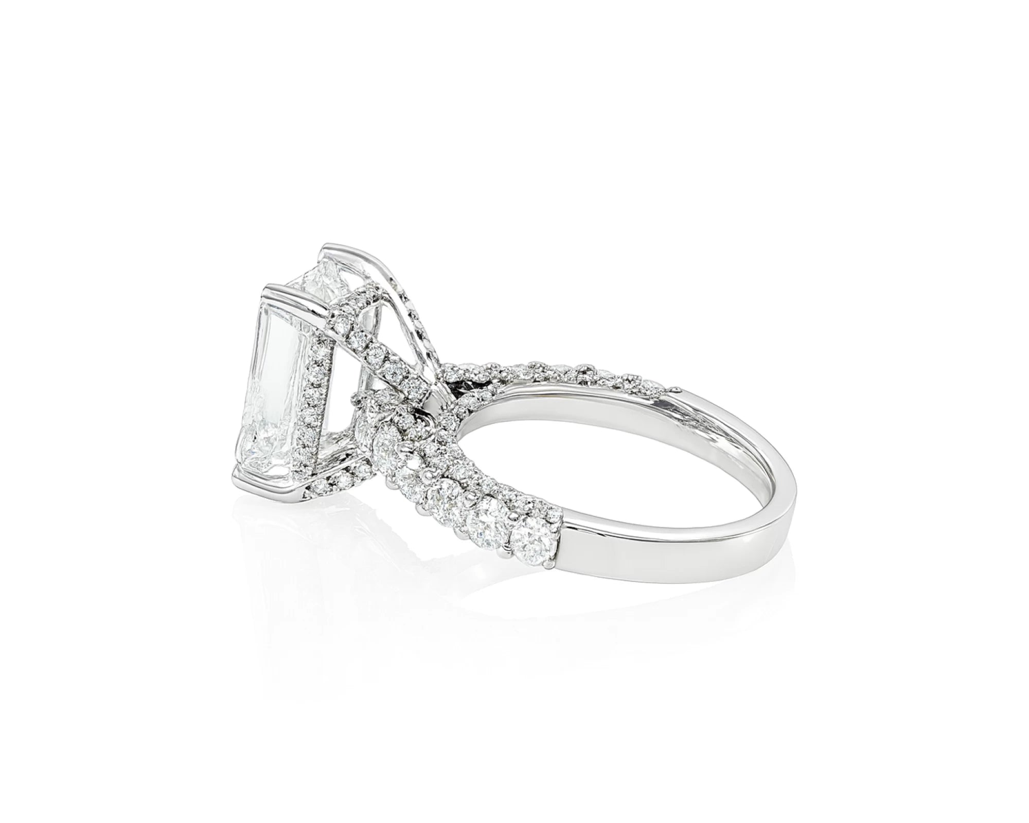 14k Emerald Cut Classic Micropavé Engagement Ring 6.43 CT – lifestyle 2613