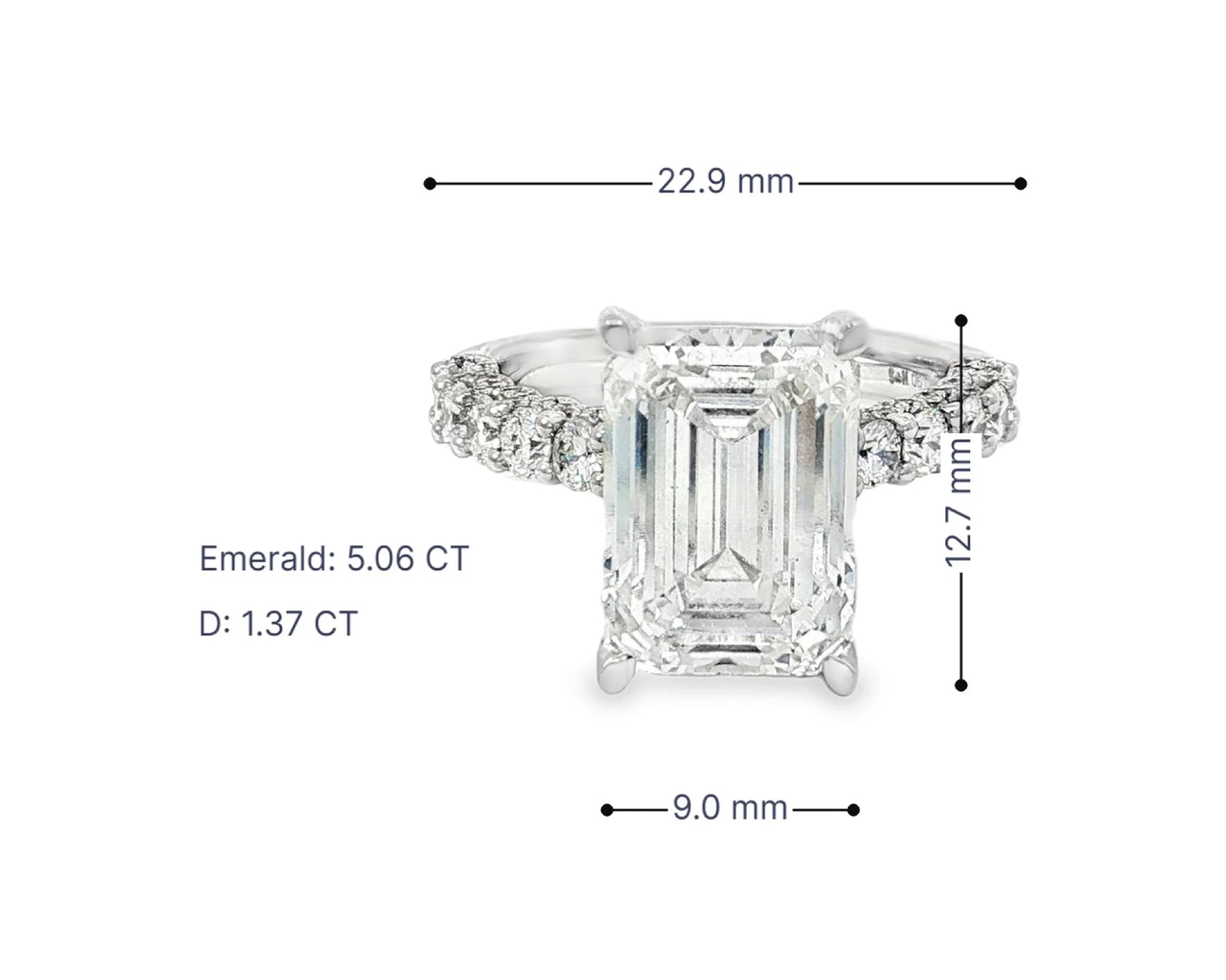 14k Emerald Cut Classic Micropavé Engagement Ring 6.43 CT – lifestyle 3110