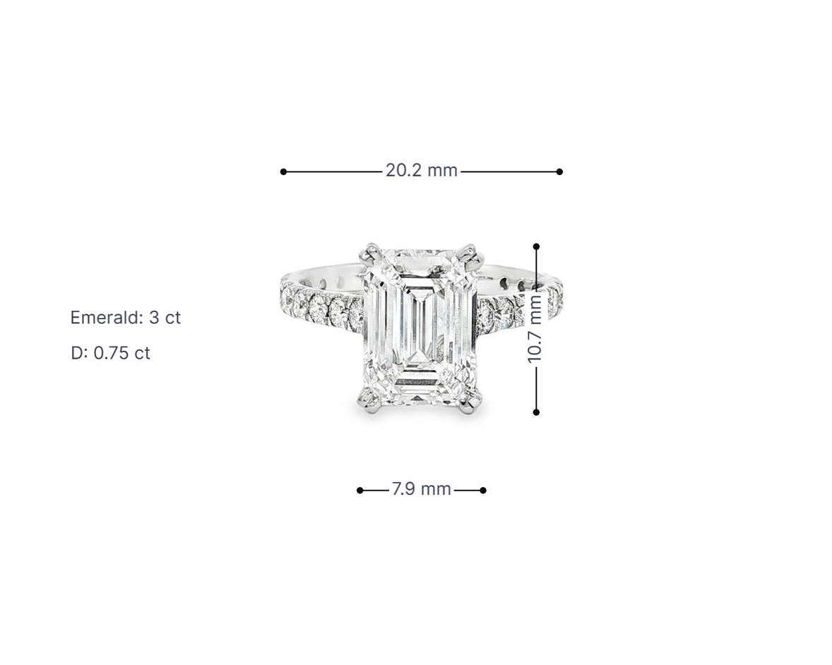 14k Emerald Cut Diamond Cluster Band Engagement Ring 3.75 CT - AVI THE JEWELER