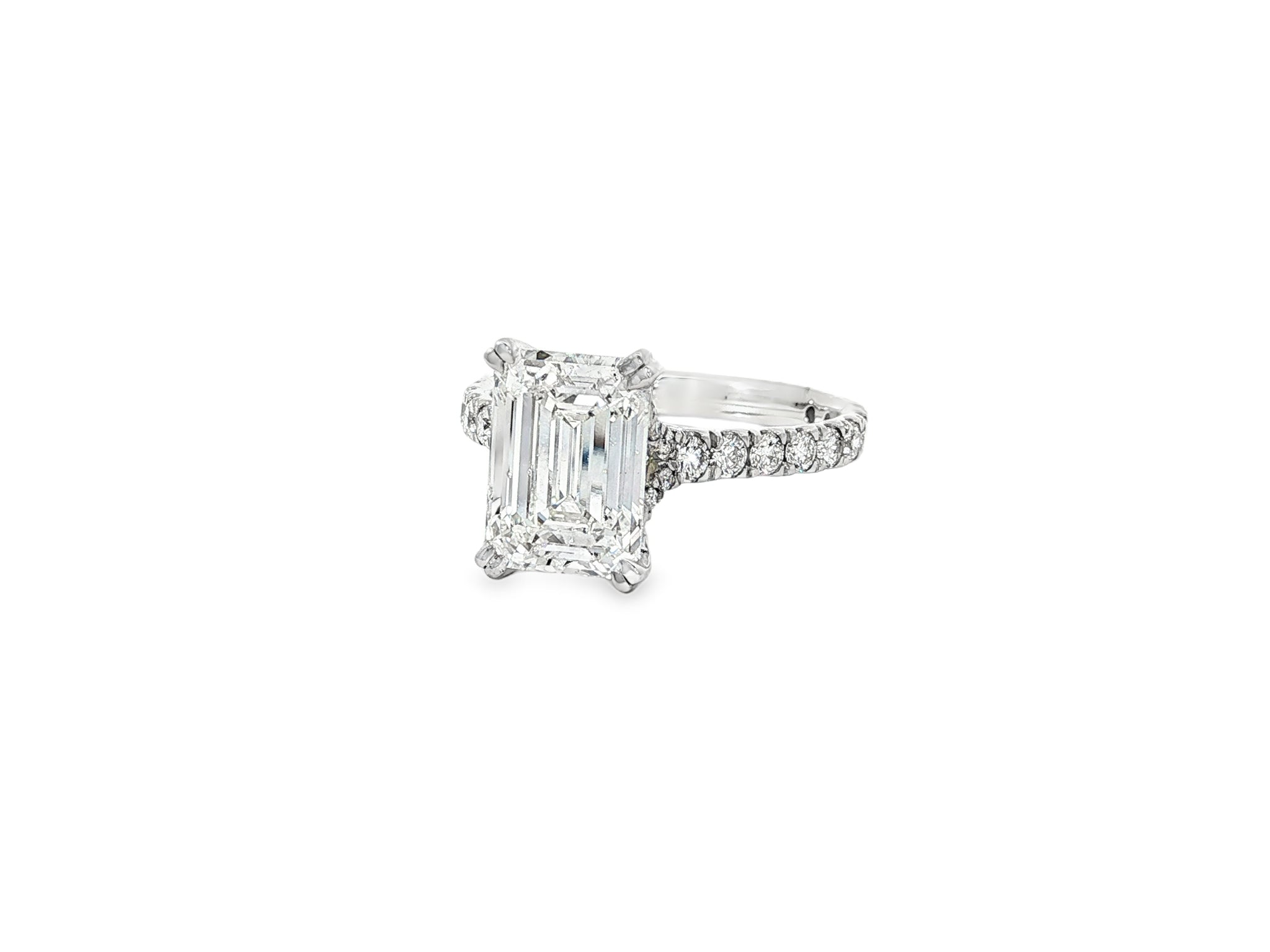 14k Emerald Cut Diamond Cluster Band Engagement Ring 3.75 CT - AVI THE JEWELER