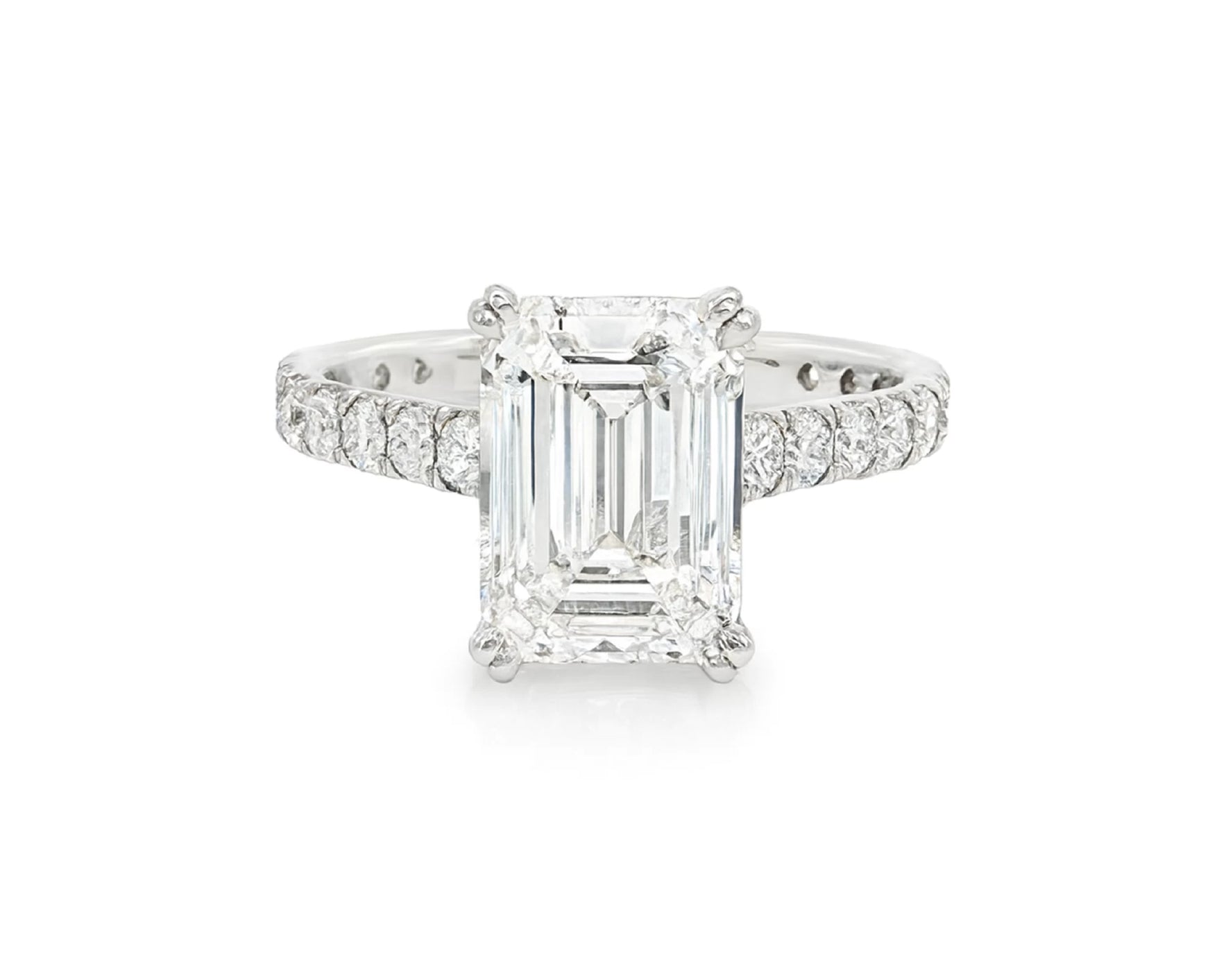 14k Emerald Cut Diamond Cluster Band Engagement Ring 3.75 CT – lifestyle 2281
