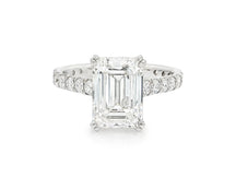 14k Emerald Cut Diamond Cluster Band Engagement Ring 3.75 CT