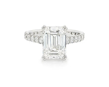 14k Emerald Cut Diamond Cluster Band Engagement Ring 3.75 CT