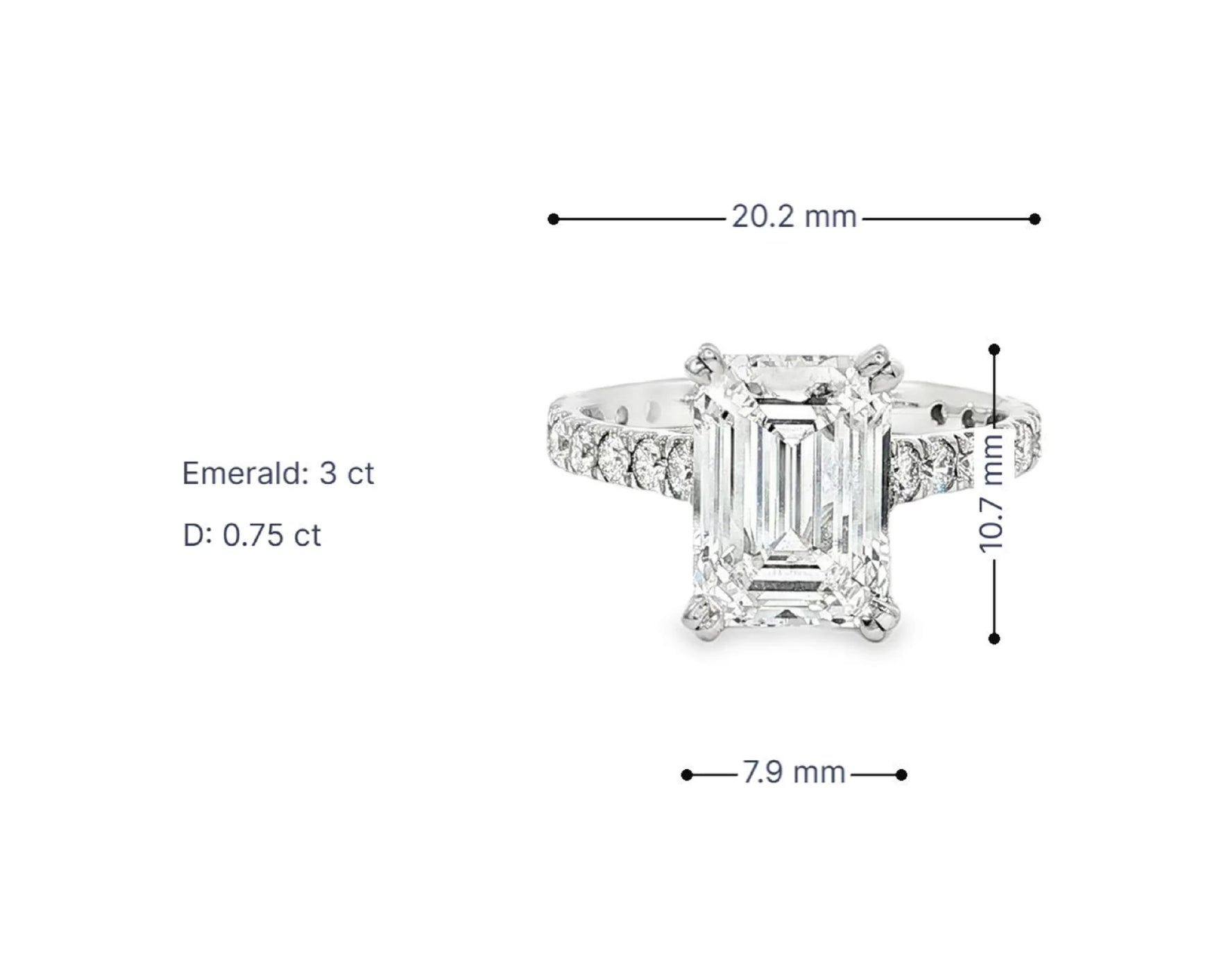 14k Emerald Cut Diamond Cluster Band Engagement Ring 3.75 CT – lifestyle 3083