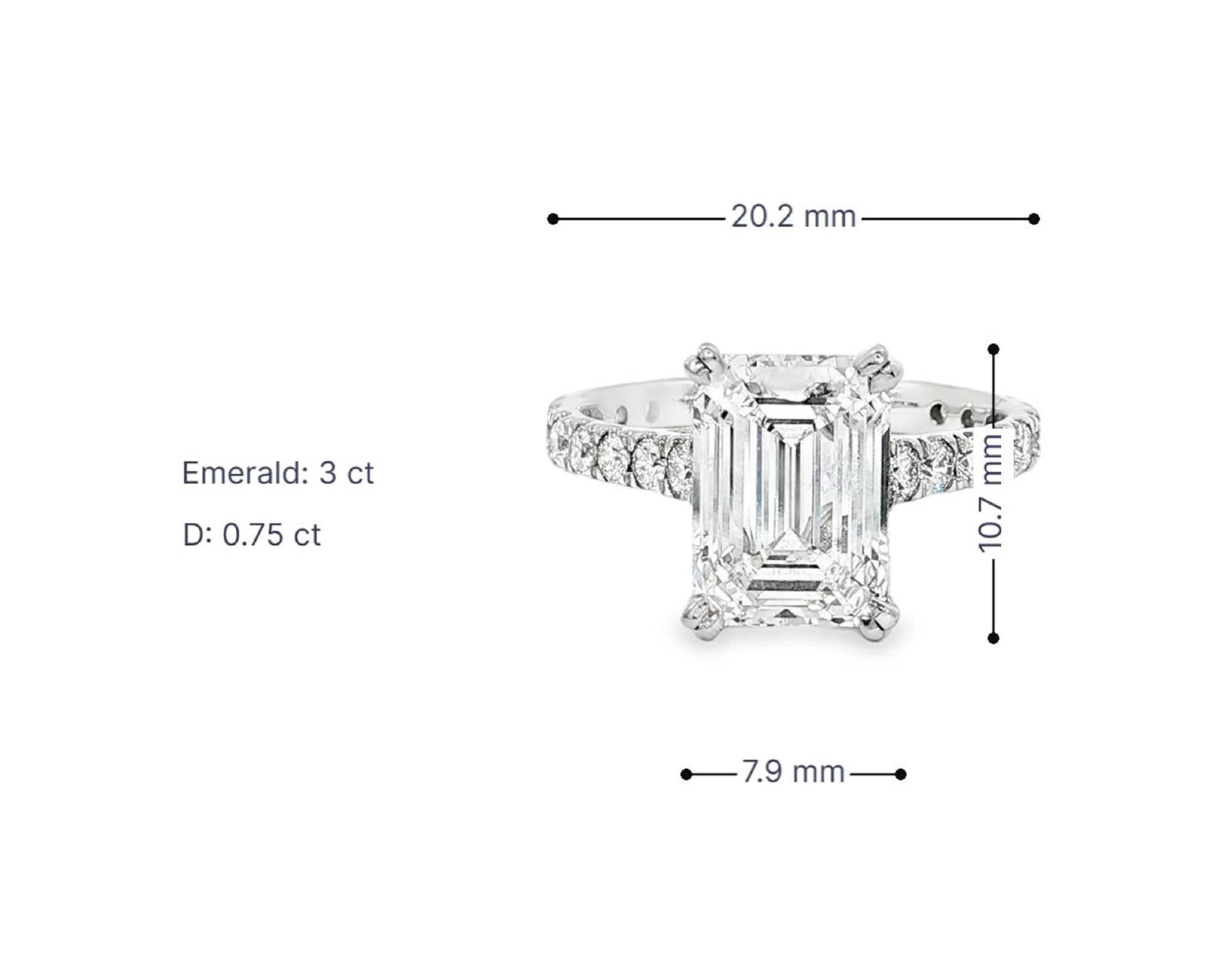 14k Emerald Cut Diamond Cluster Band Engagement Ring 3.75 CT – lifestyle 3083