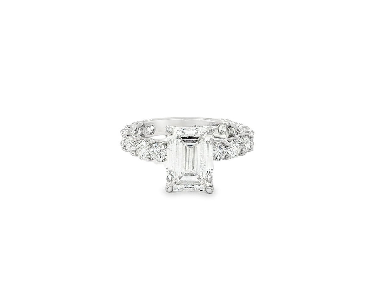 14k Emerald Cut Diamond Cluster Band Engagement Ring 4.61 CT - AVI THE JEWELER