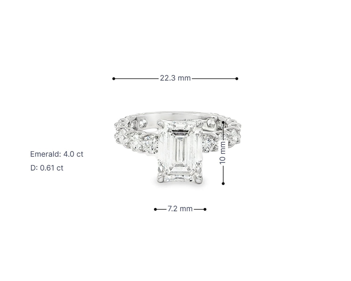 14k Emerald Cut Diamond Cluster Band Engagement Ring 4.61 CT - AVI THE JEWELER